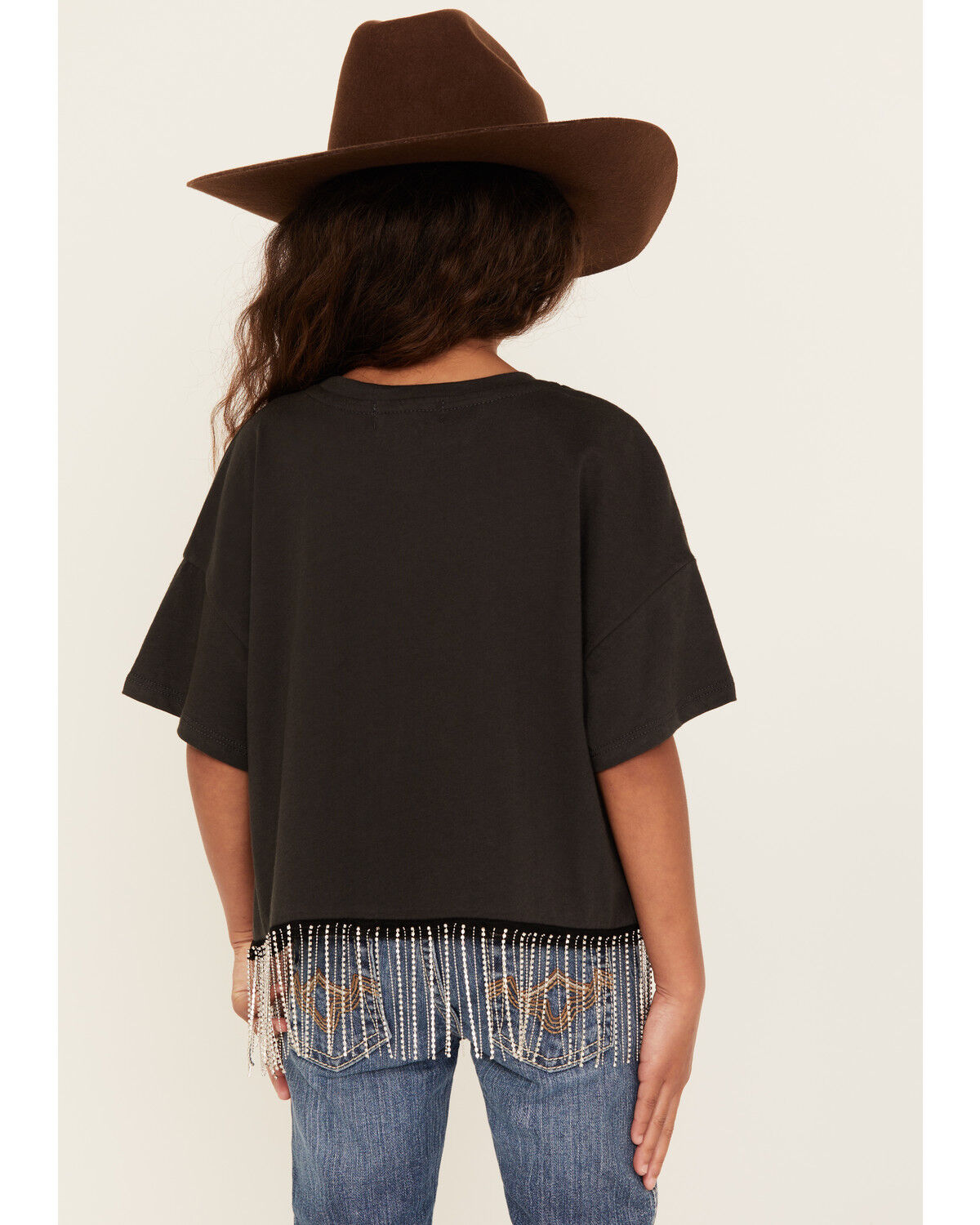 La La Land Girls' Guitar Short Sleeve Fringe Graphic Tee