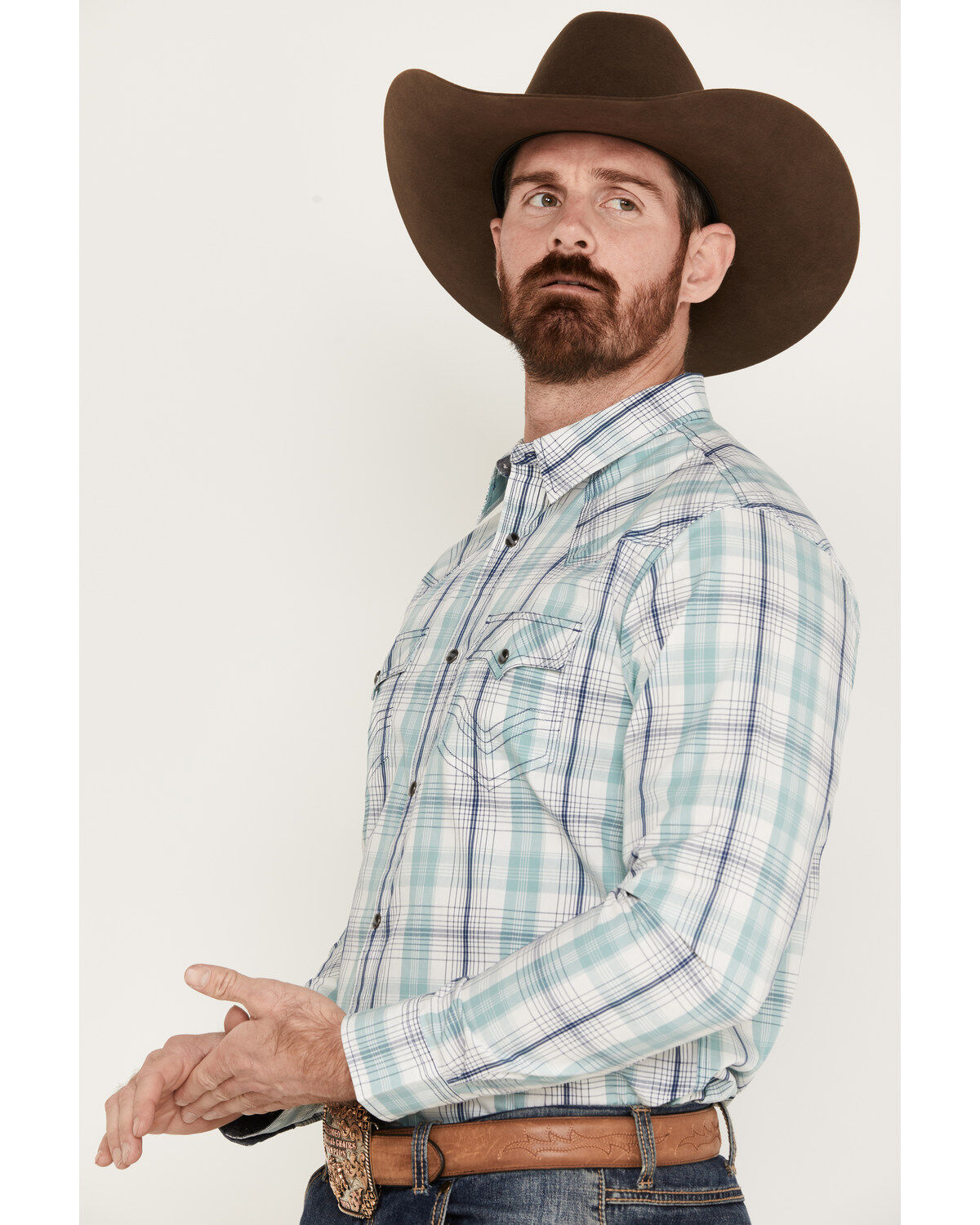 Cody James Men's Ely Plaid Print Long Sleeve Western Snap Shirt