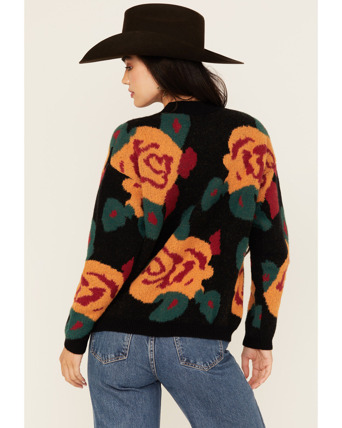 Evergreen Women's Floral Crew Neck Sweater