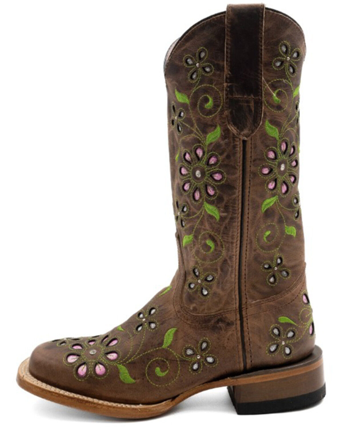Ferrini Women's Blossom Inlay Western Boots - Broad Square Toe