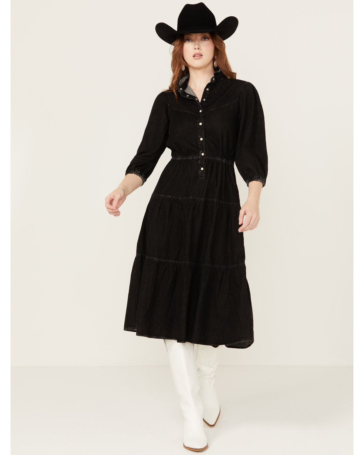 Driftwood Women's Long Sleeve Denim Midi Dress