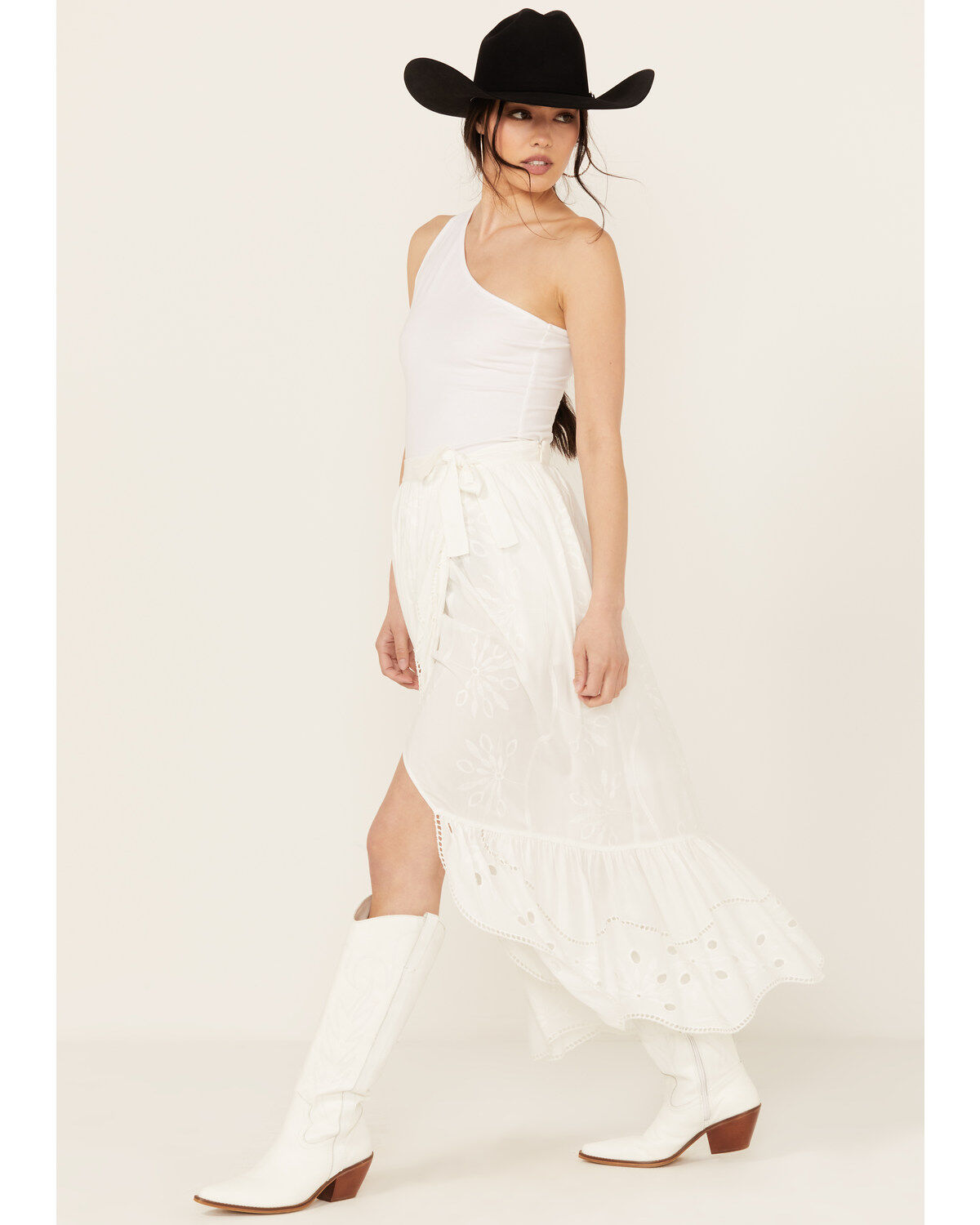 Beyond The Radar Women's Eyelet Midi Skirt