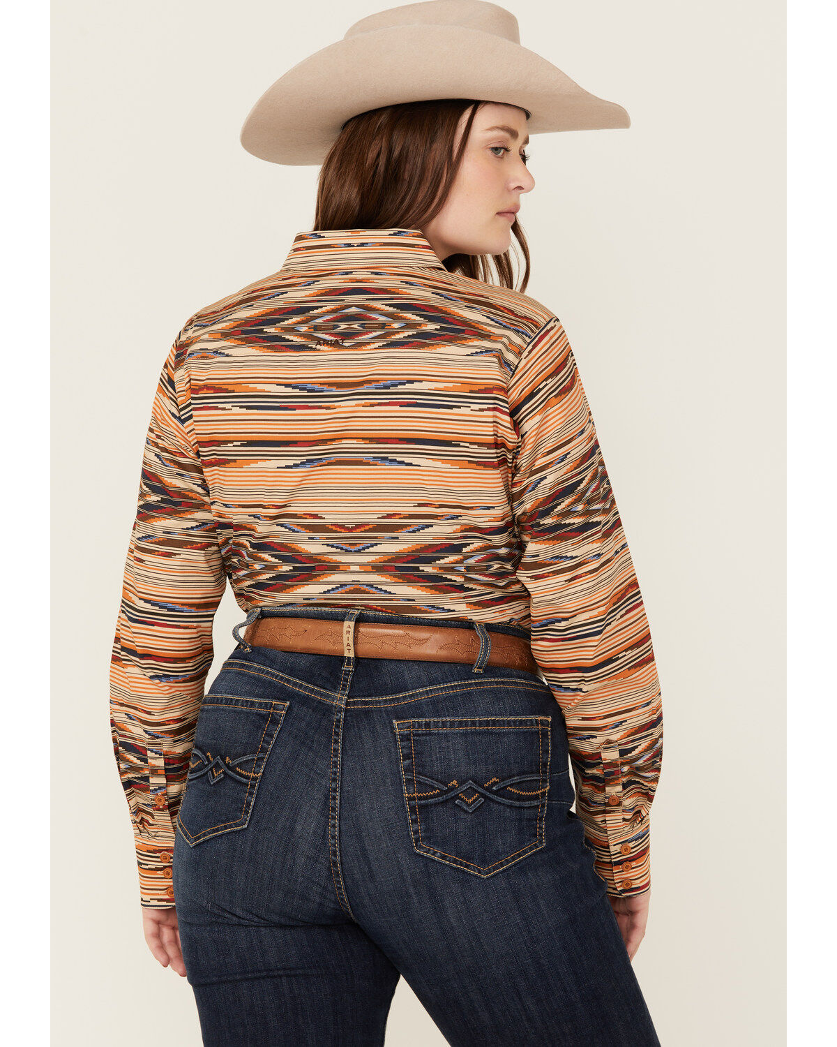 Ariat Women's Chimayo Southwestern Print Kirby Long Sleeve Stretch Button-Down Western Shirt - Plus