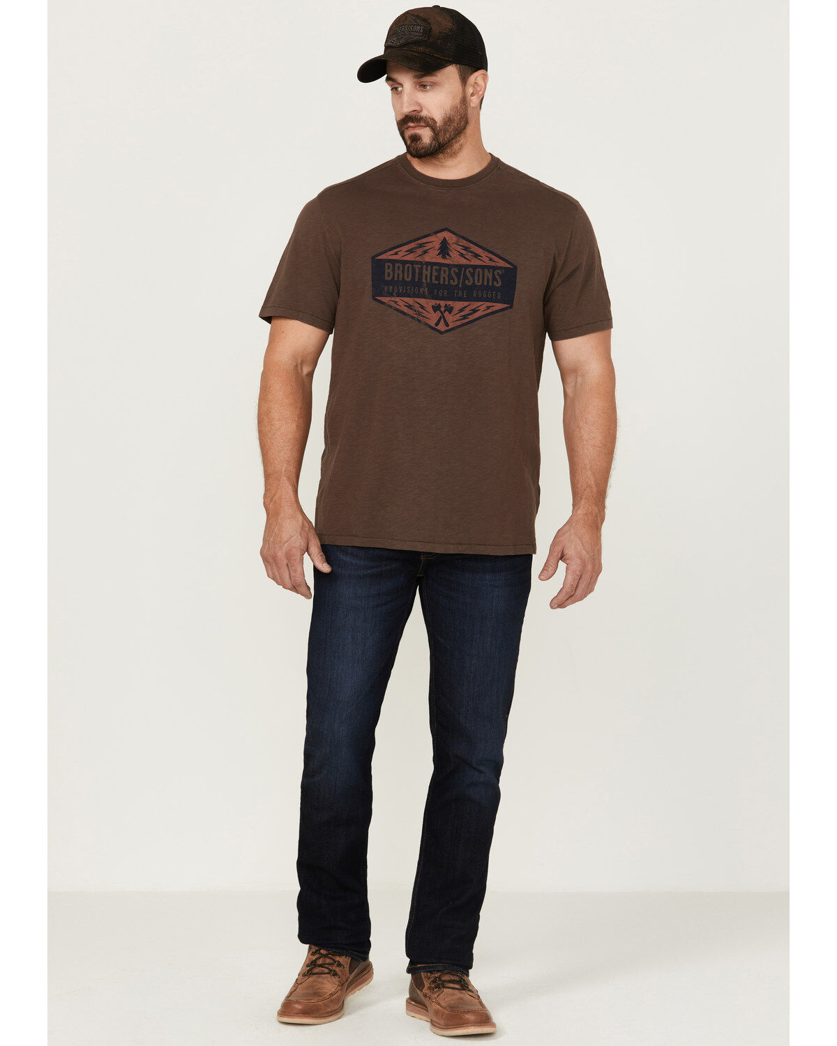 Brothers and Sons Men's Weathered Diamond Logo Slub Graphic T-Shirt