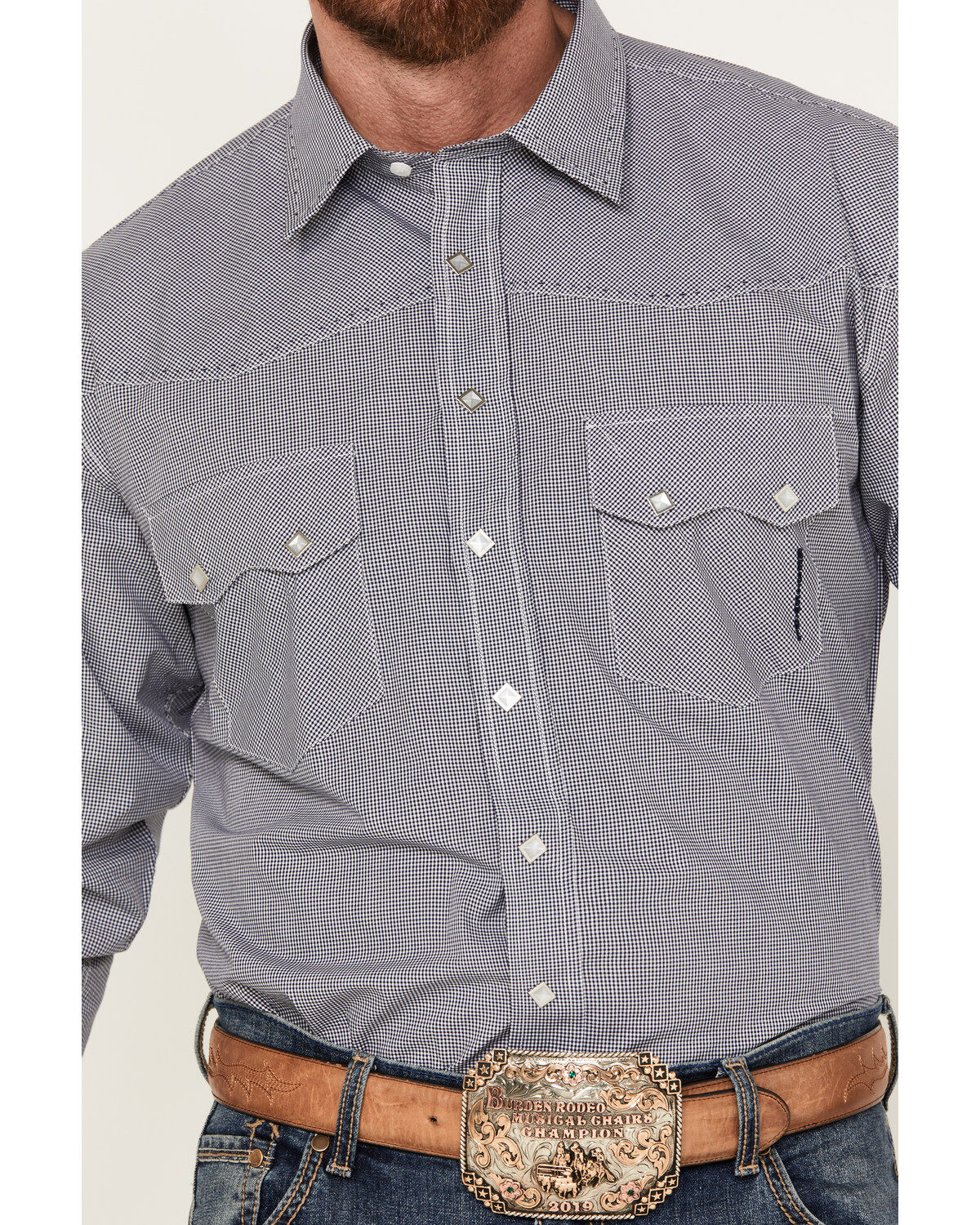 Resistol Men's Thorn Mini Checkered Print Long Sleeve Pearl Snap Western Shirt