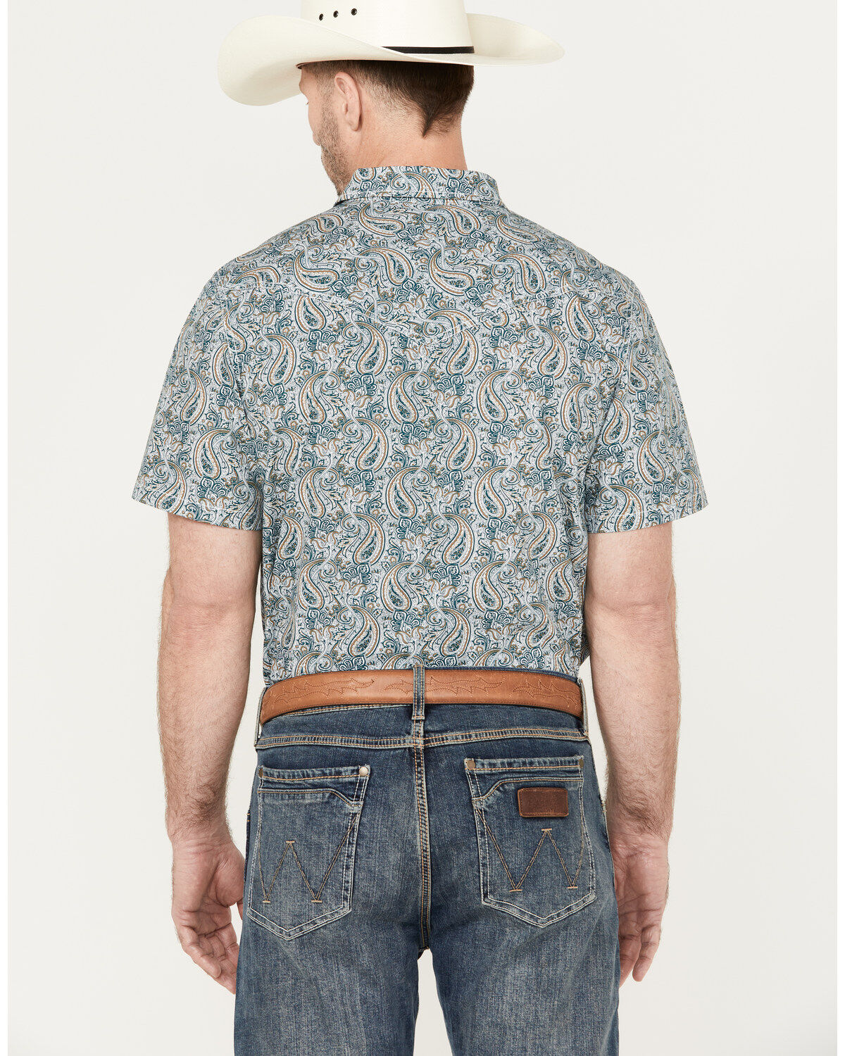 Cody James Men's Crazy Days Paisley Print Short Sleeve Western Snap Shirt