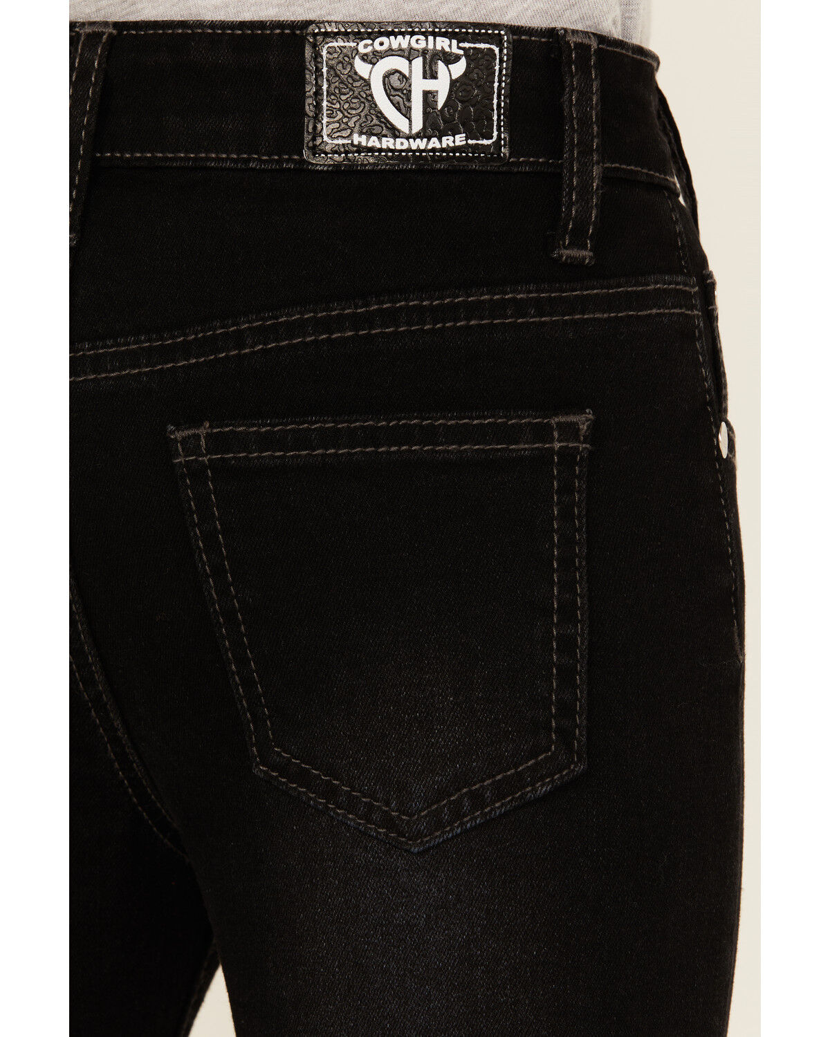 Cowgirl Hardware Girls' Side Fringe Bell Bottom Stretch Denim Jeans