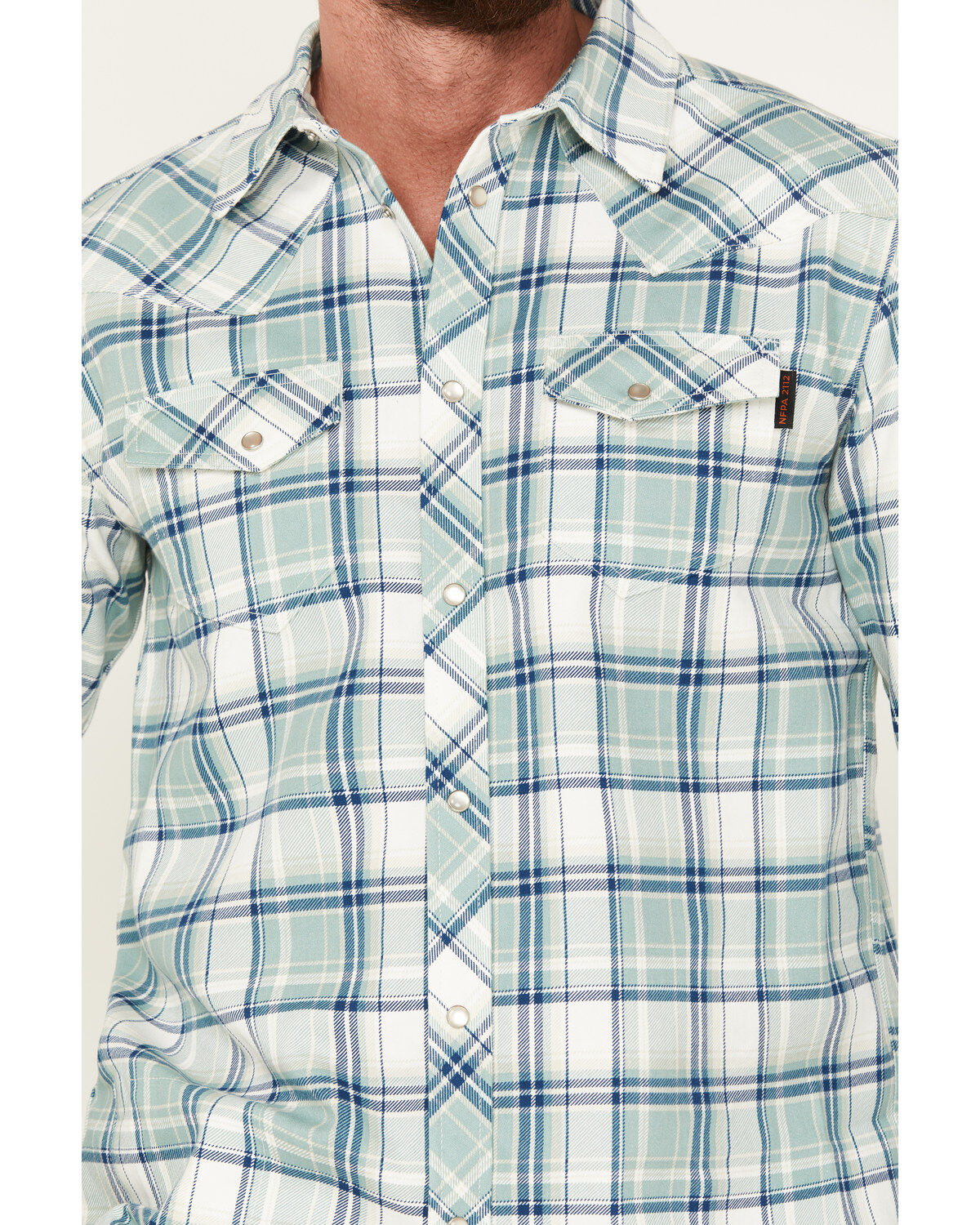 Cody James Men's FR Midweight Plaid Print Long Sleeve Pearl Snap Work Shirt
