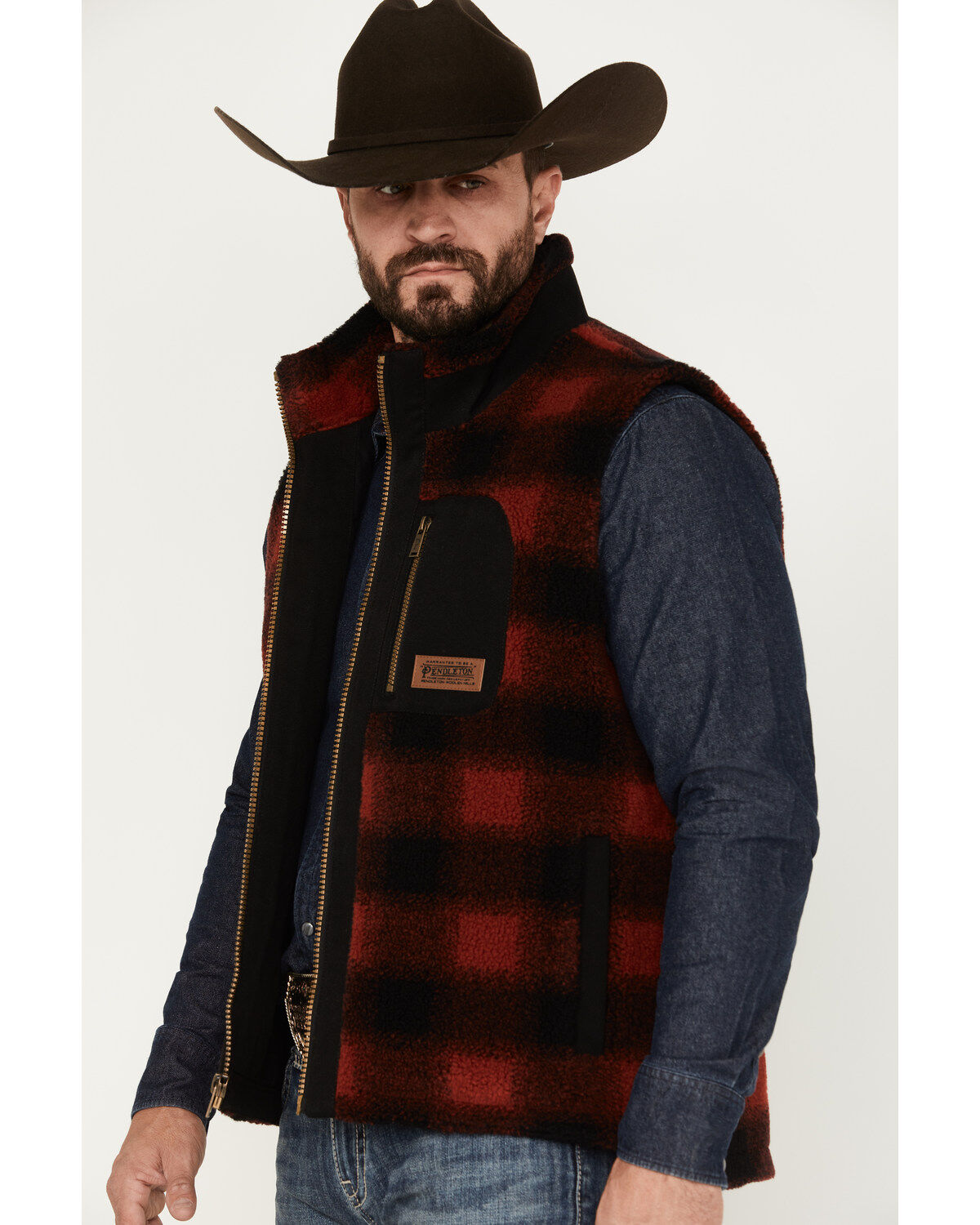 Pendleton Men's Ridgeline Buffalo Checker Fleece Vest