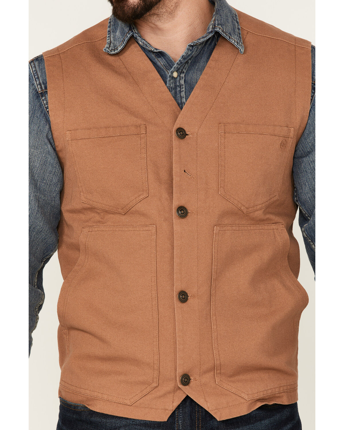 Blue Ranchwear Men's Solid Button-Down Duck Canvas Vest
