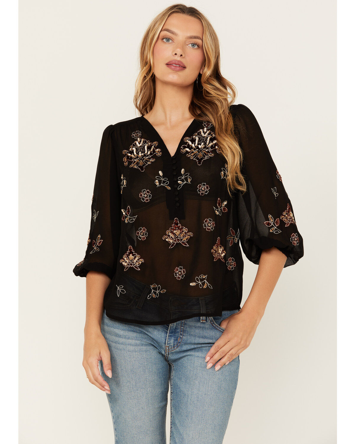 Shyanne Women's Decorated Peasant Top