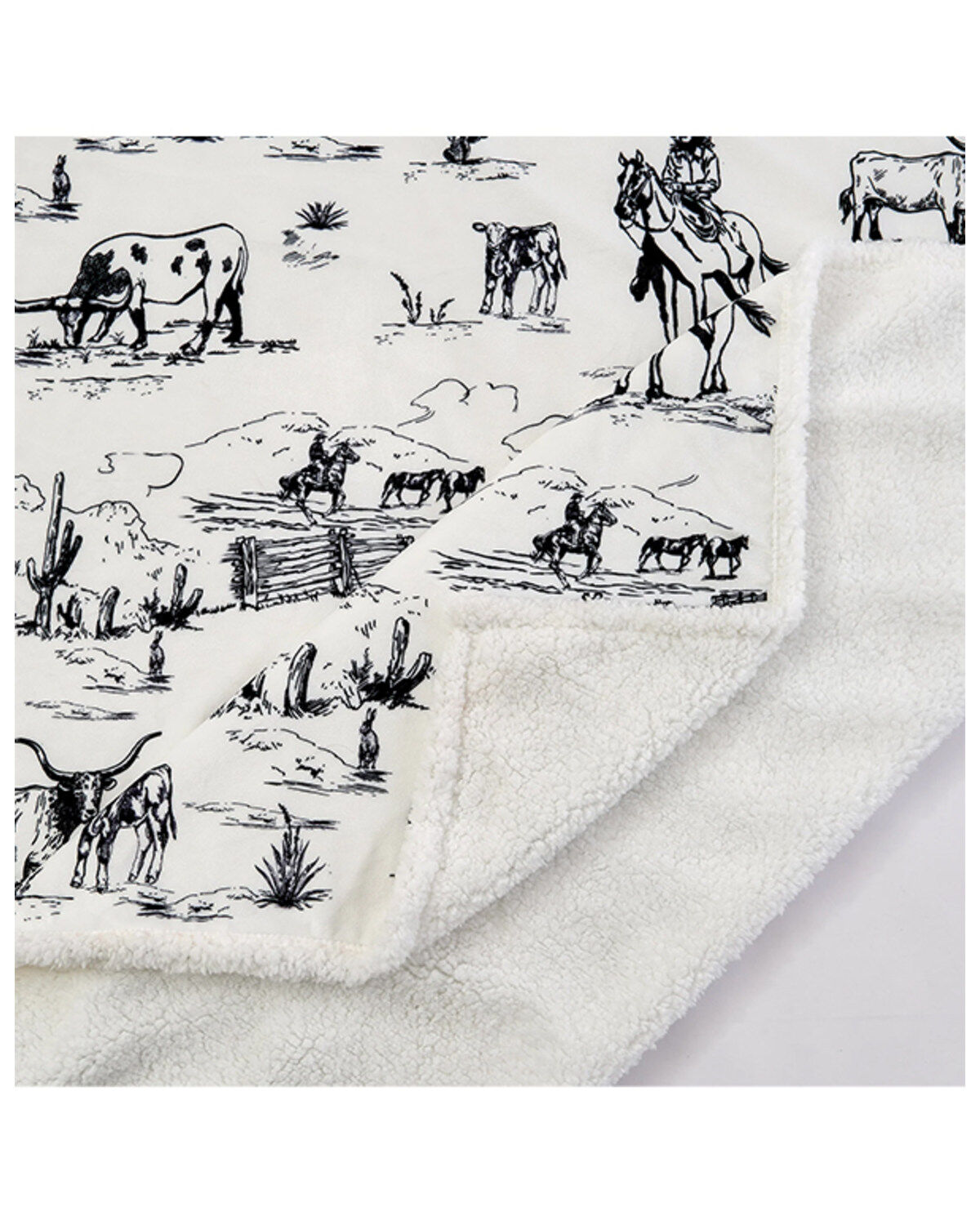 HiEnd Accents Ranch Life Western Toile Campfire Sherpa Throw