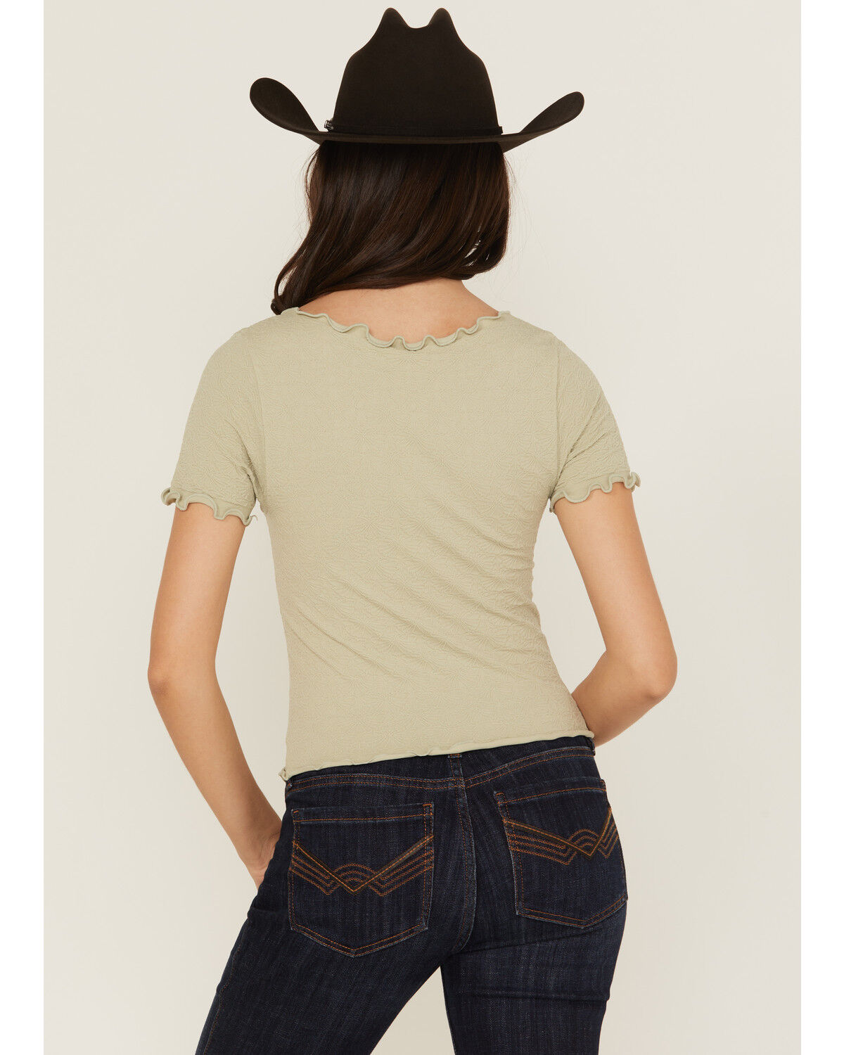 Fornia Women's Jacquard Lettuce Edge Top