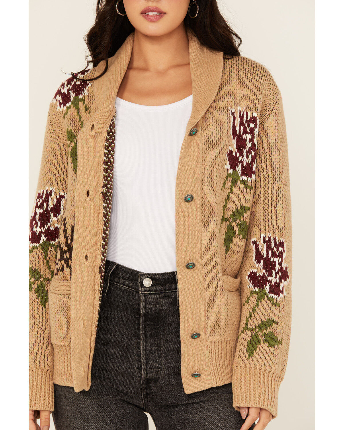 Tasha Pollizzi Women's Floral Horse Button-Down Sweater