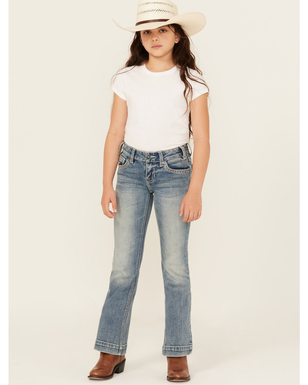 Rock & Roll Denim Girls' Star Pocket Bootcut Stretch Denim Jeans