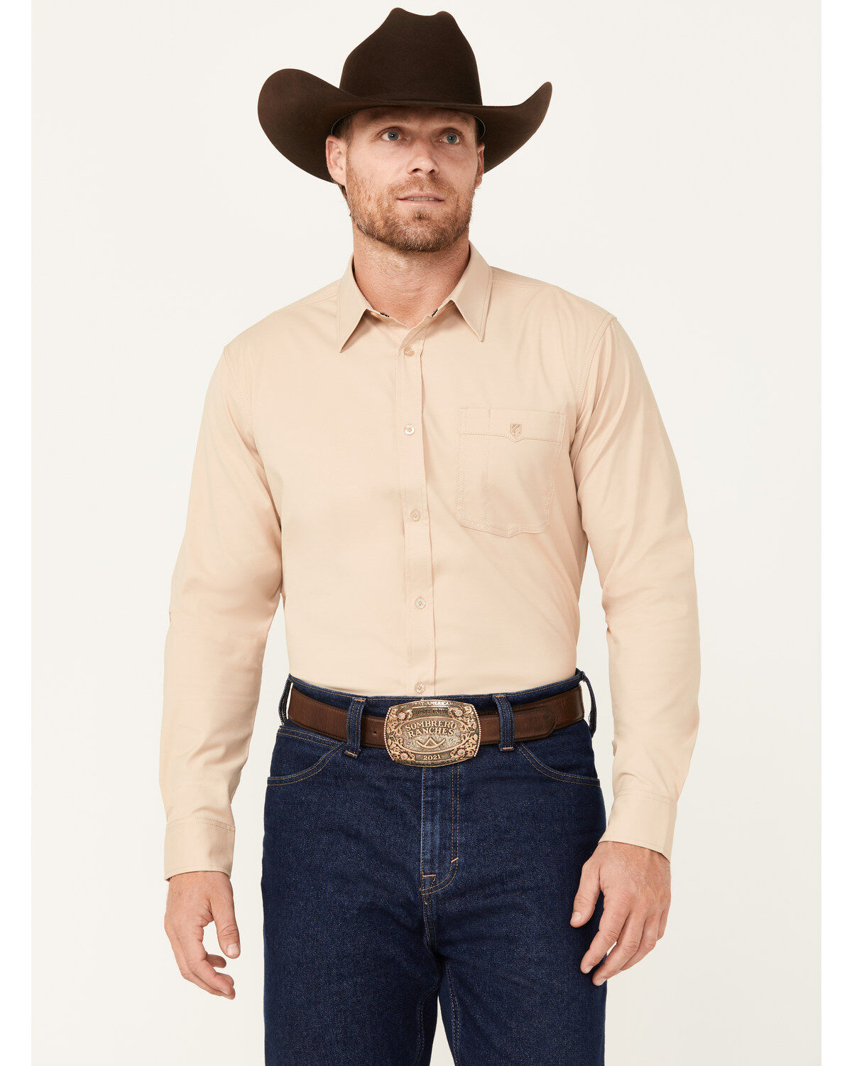 RANK 45® Men's Logo Long Sleeve Button-Down Performance Western Shirt
