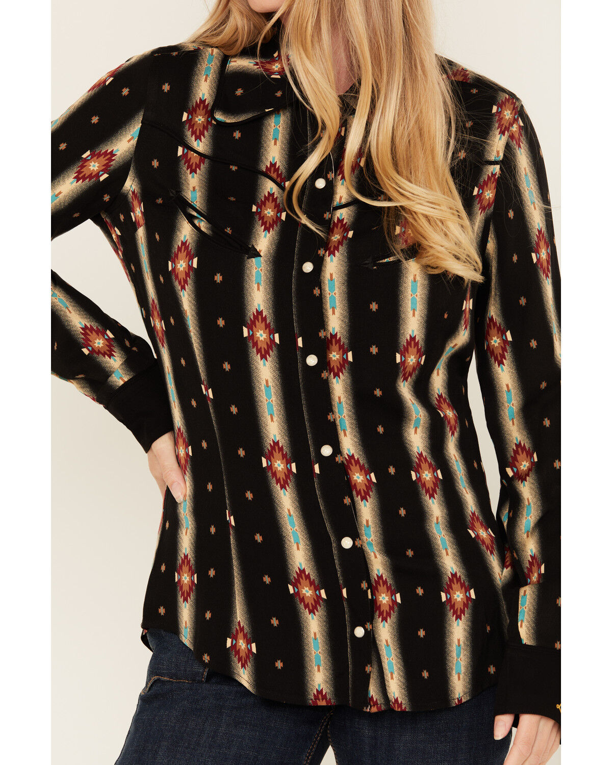 Wrangler X Lainey Wilson Women's Southwestern Print Long Sleeve Snap Western Shirt