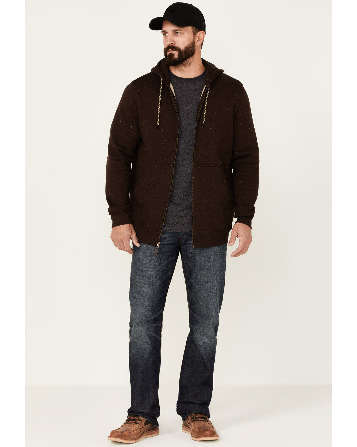 Moonshine Spirit Men's Brown Koa Wood Zip-Front Hooded Jacket