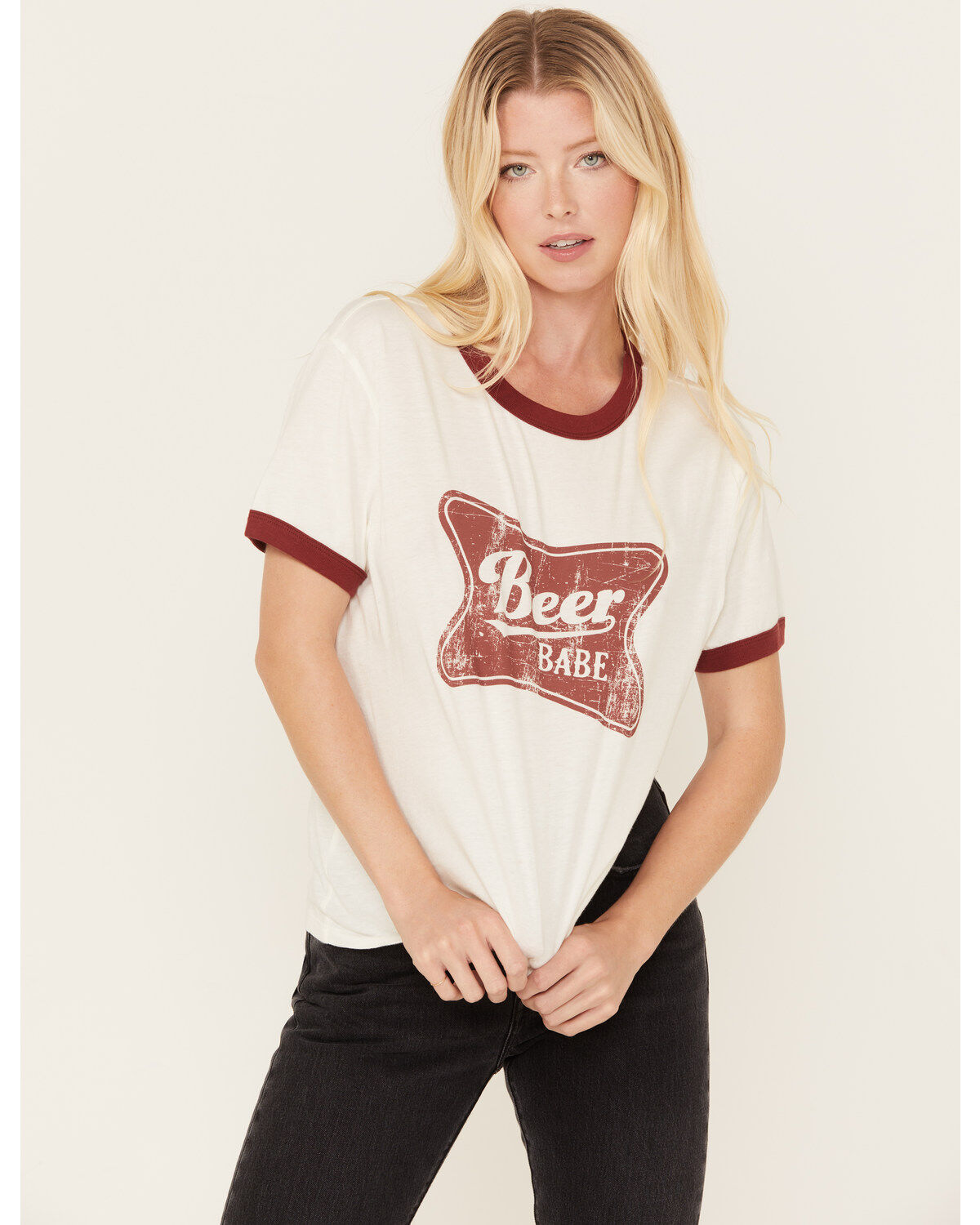 White Crow Women's Beer Babe Graphic Short Sleeve Ringer Tee