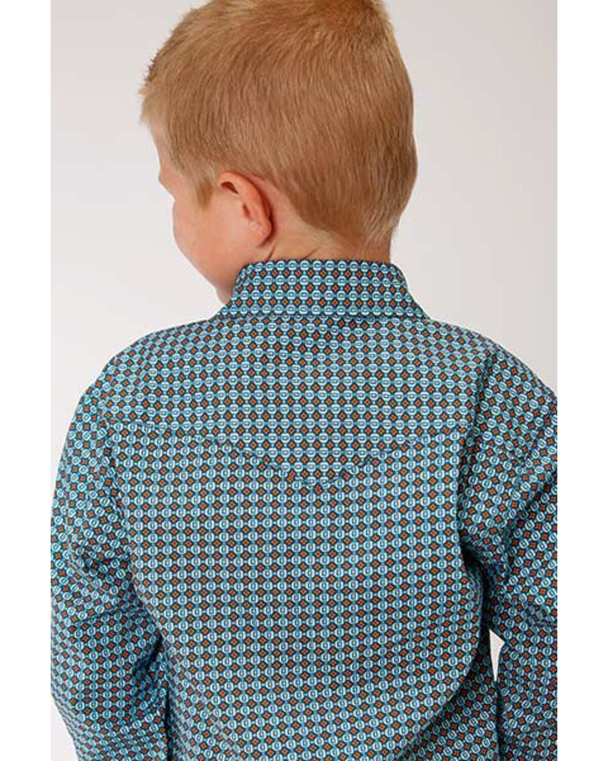 West Made Boys' Central Geo Print Long Sleeve Western Shirt