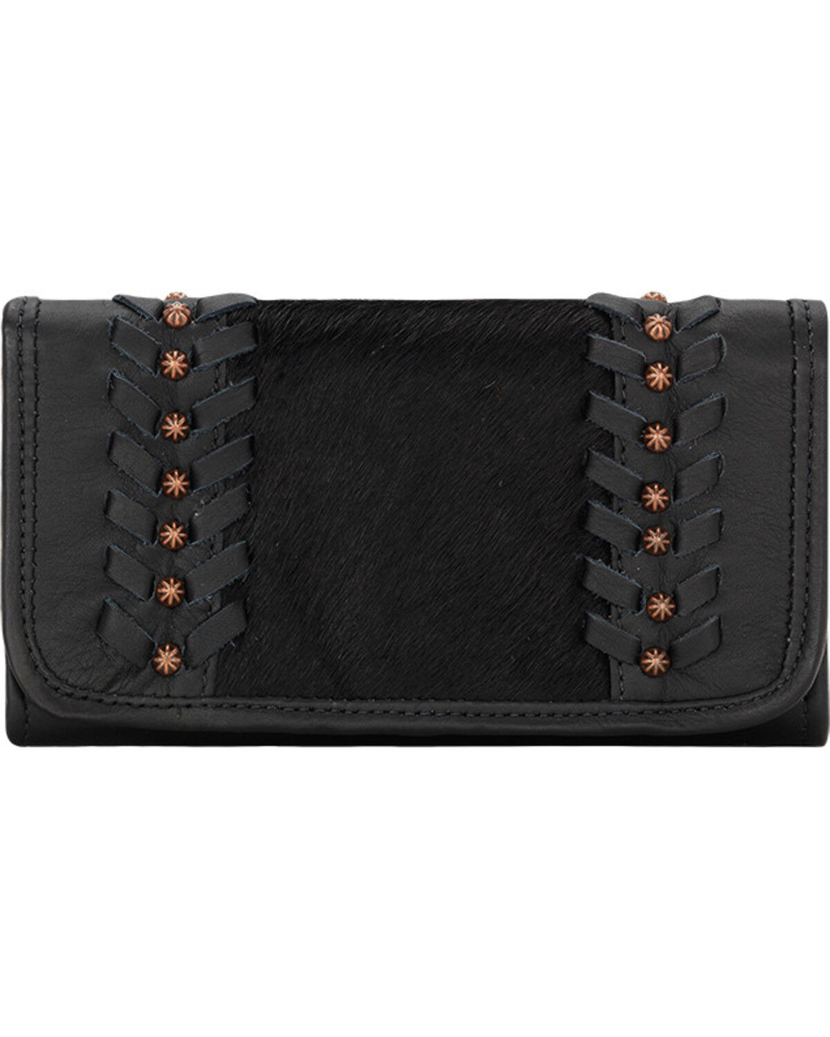 American West Women's Cow Town Black Tri-Fold Wallet