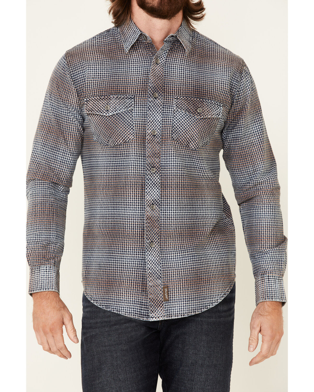 Wrangler Retro Men's Premium Check Plaid Button Down Western Shirt