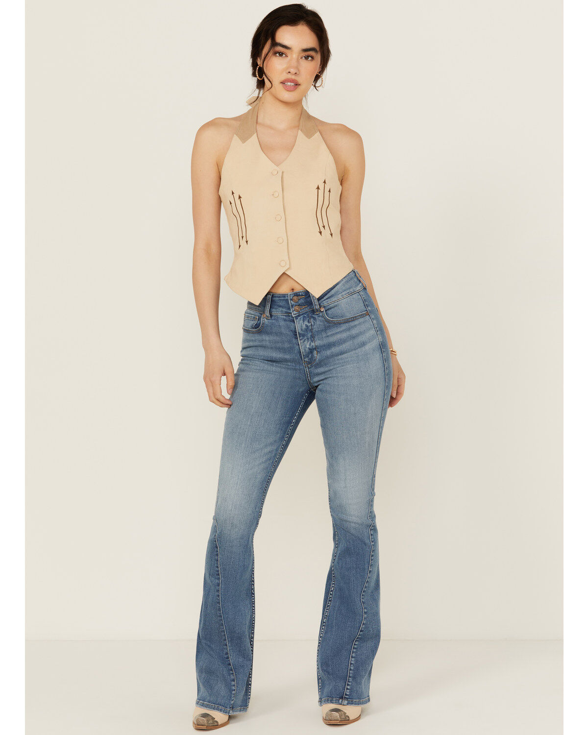 Shyanne Women's Cimarron Light Wash High Rise Flare Stretch Denim Jeans