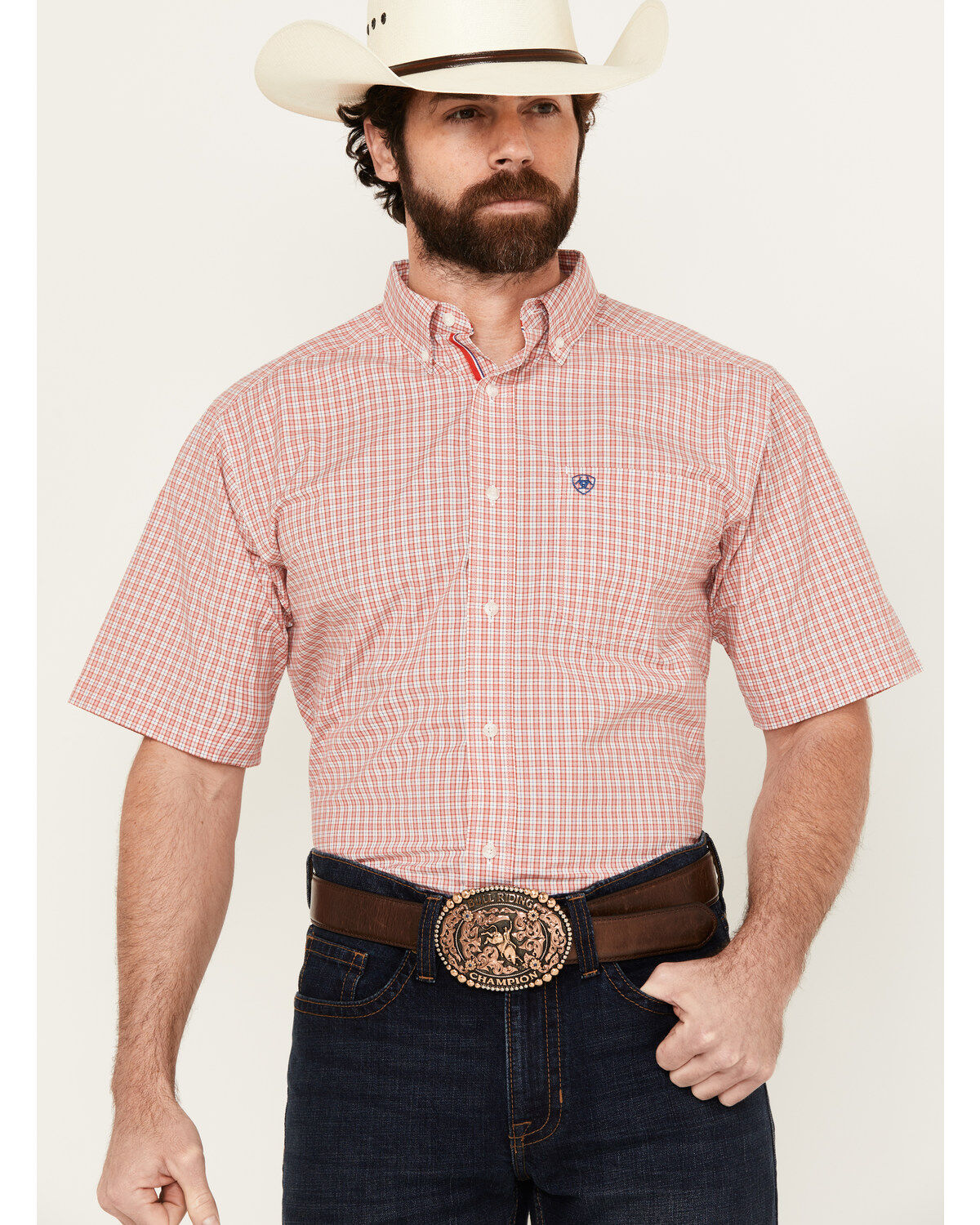 Ariat Men's Duke Plaid Print Short Sleeve Button-Down Performance Western Shirt