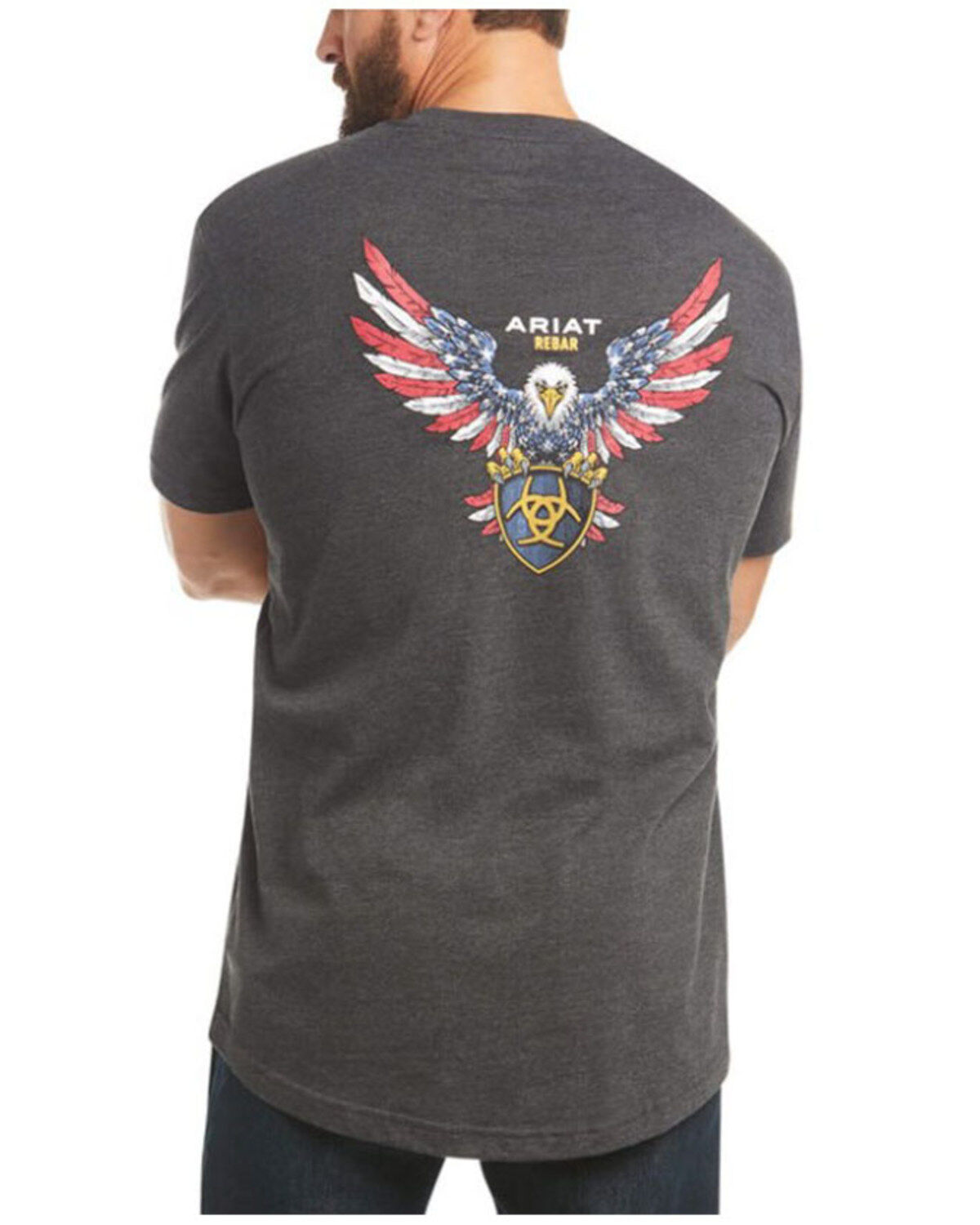 Ariat Men's Charcoal Heather Rebar Cotton Strong American Raptor Graphic Work T-Shirt