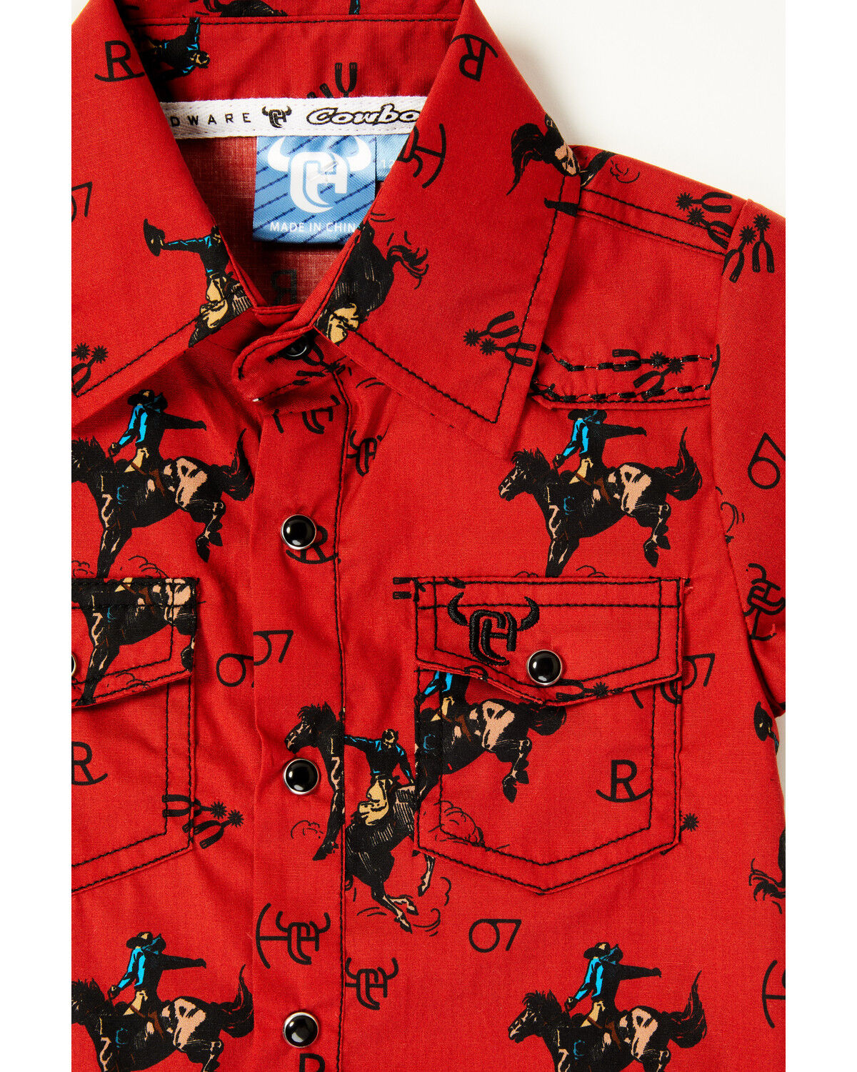 Cowboy Hardware Infant Boys' Bronc Print Short Sleeve Snap Stretch Onesie