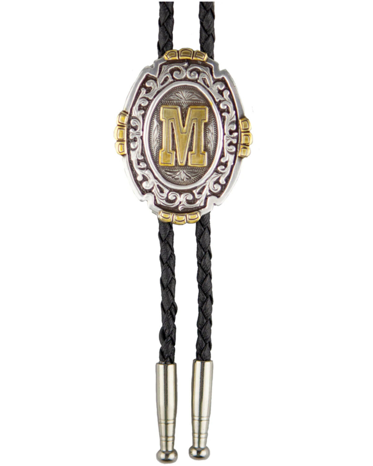Cody James Men's Antique Silver & Gold Initial M Bolo Tie