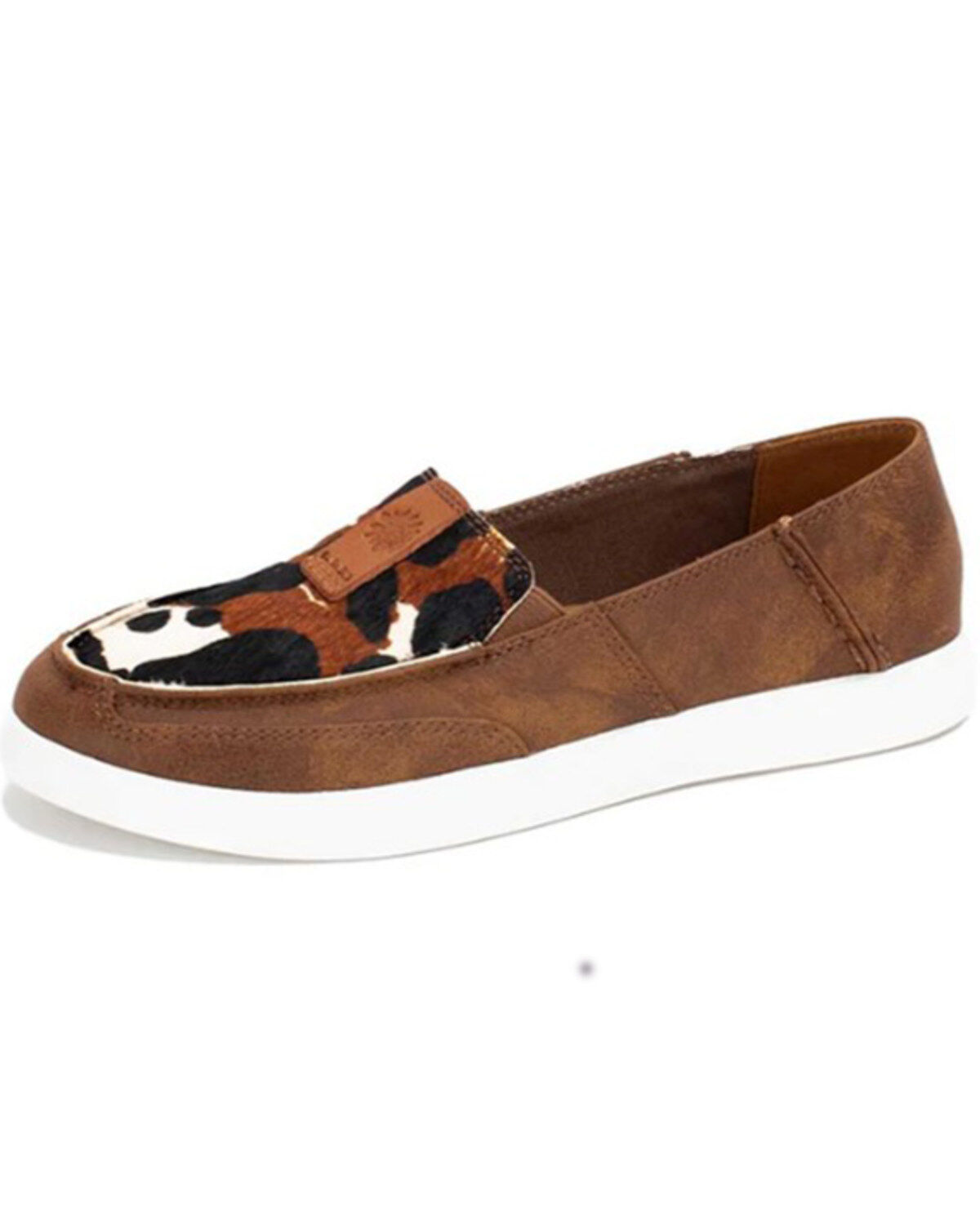 Yellow Box Women's Olevia Cow Print Slip-On Shoe - Moc Toe