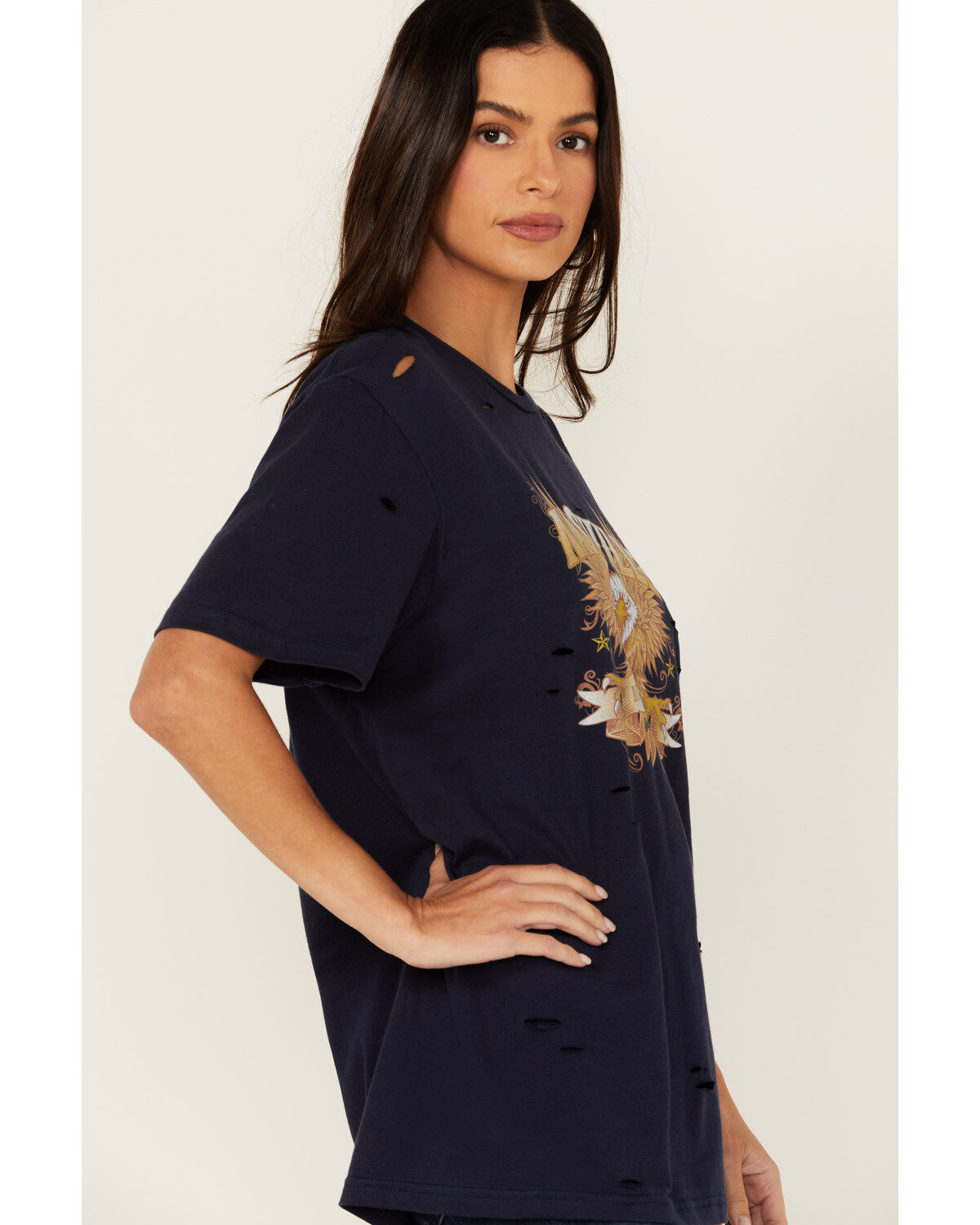 Bohemian Cowgirl Women's Eagle Destructed Short Sleeve Graphic Tee