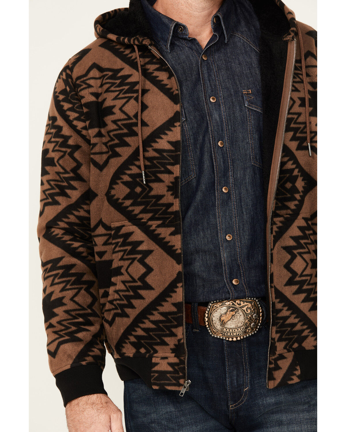 Cody James Men's Basin Southwestern Print Fleece Hooded Jacket