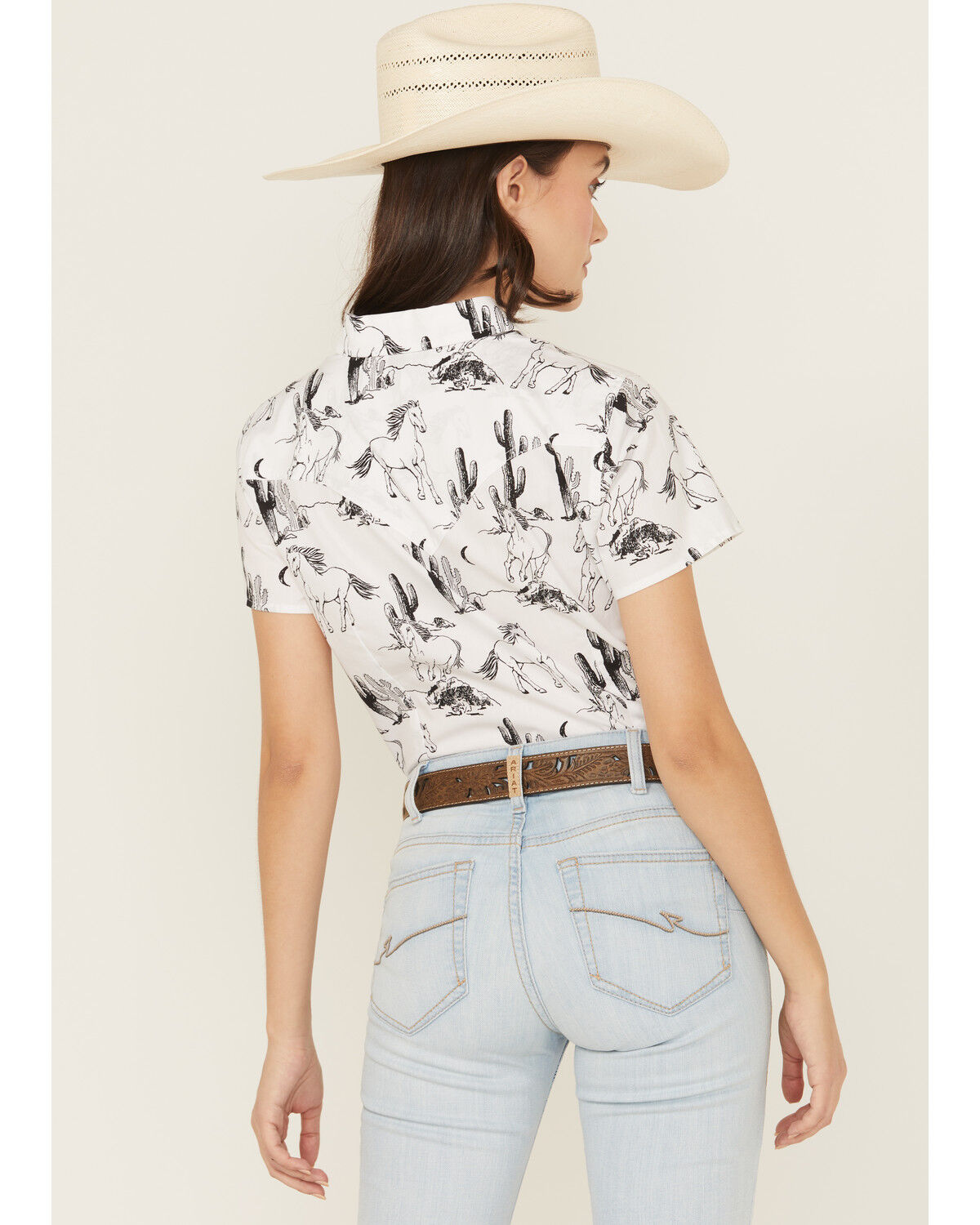 Wrangler Retro Women's Boot Barn Exclusive Horse Print Short Sleeve Snap Western Shirt