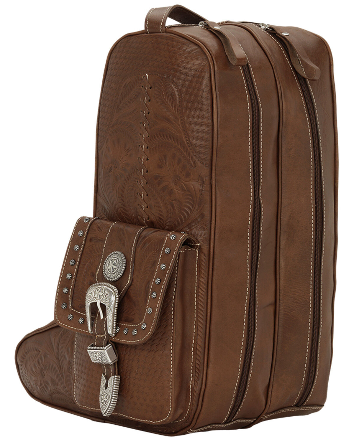 American West Zip-Around Antique Tan Leather Boot Bag