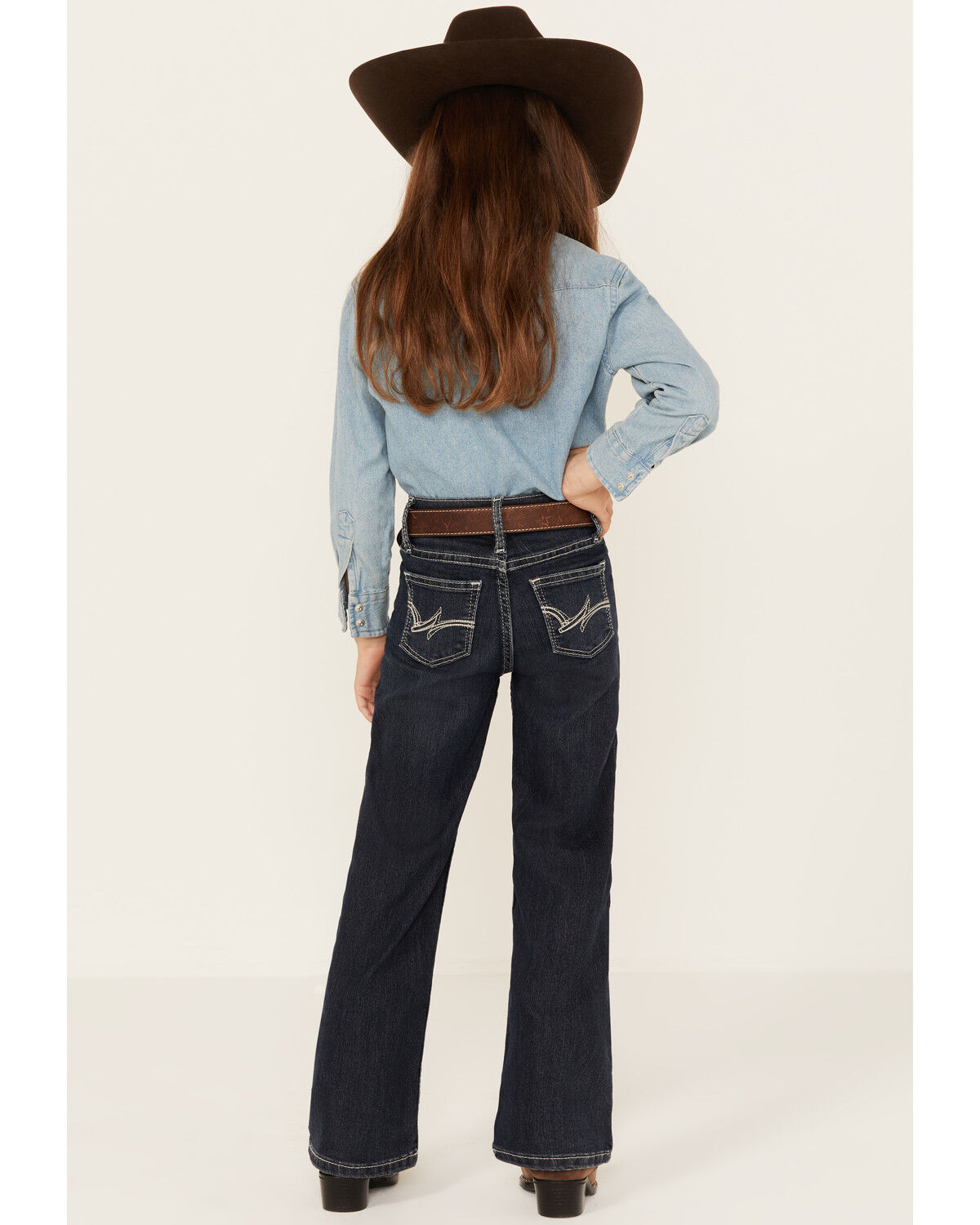 Wrangler Girls' "W" Swish Embroidery Bootcut Jeans