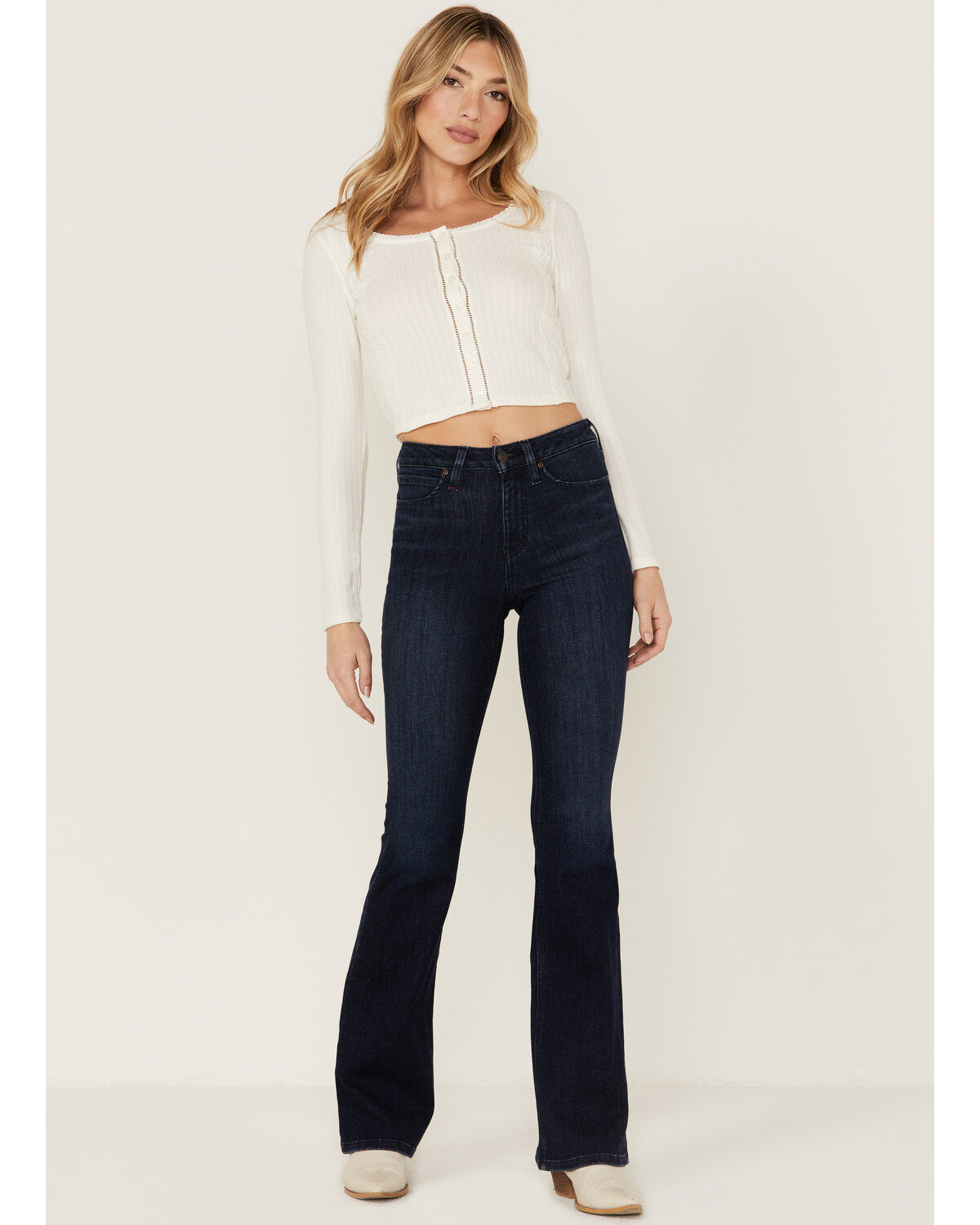 Idyllwind Women's Daisy Trail Pointelle Button Front Long Sleeve Top