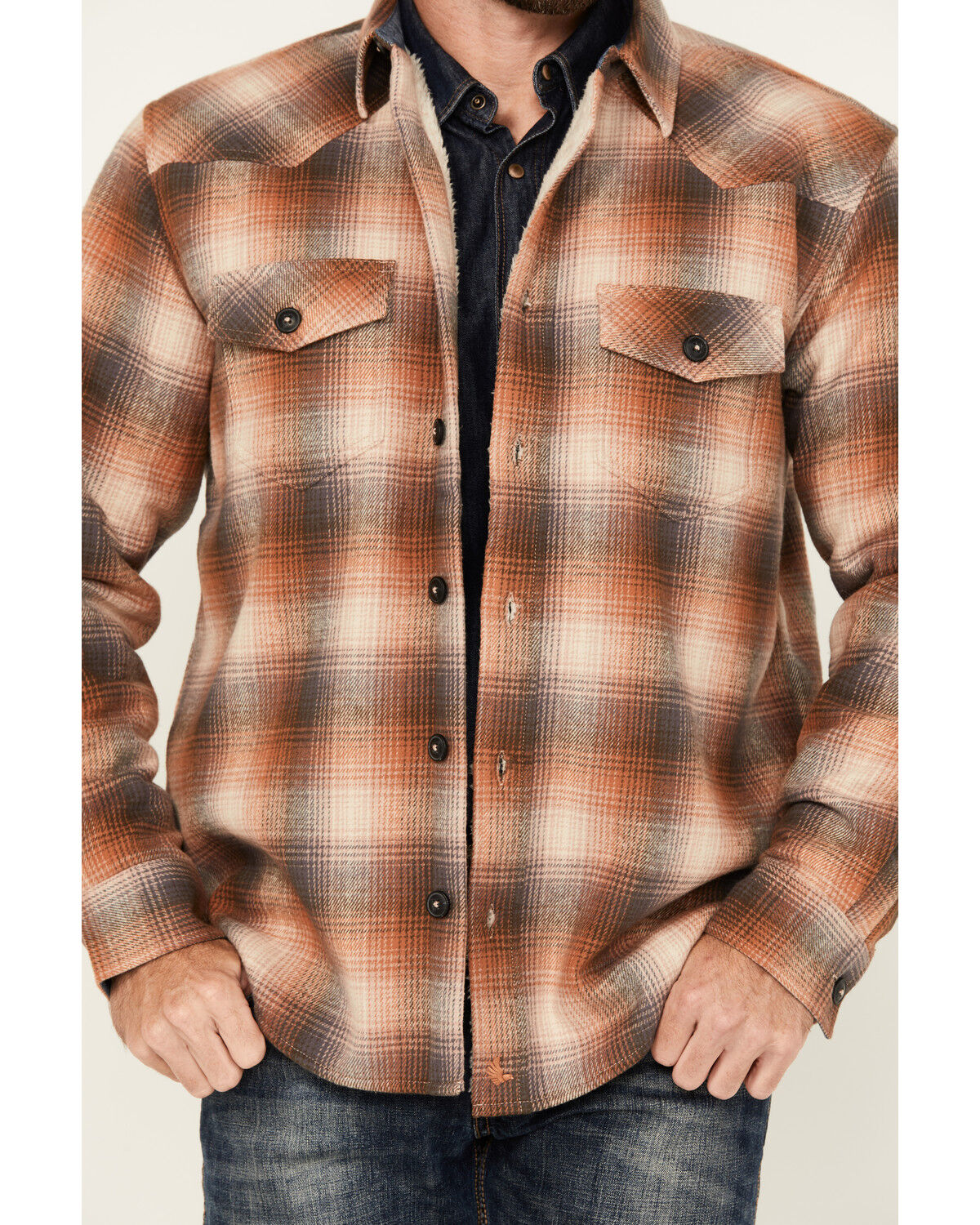 Cody James Men's Caliente Plaid Print Sherpa Lined Button-Down Shirt Jacket