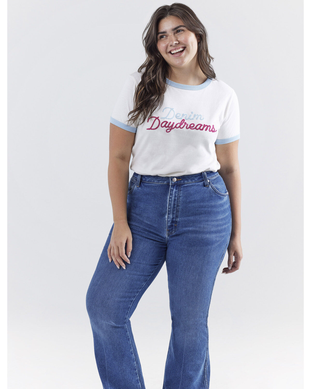 Wrangler® X Barbie® Women's Denim Daydreams Slim Ringer Tee
