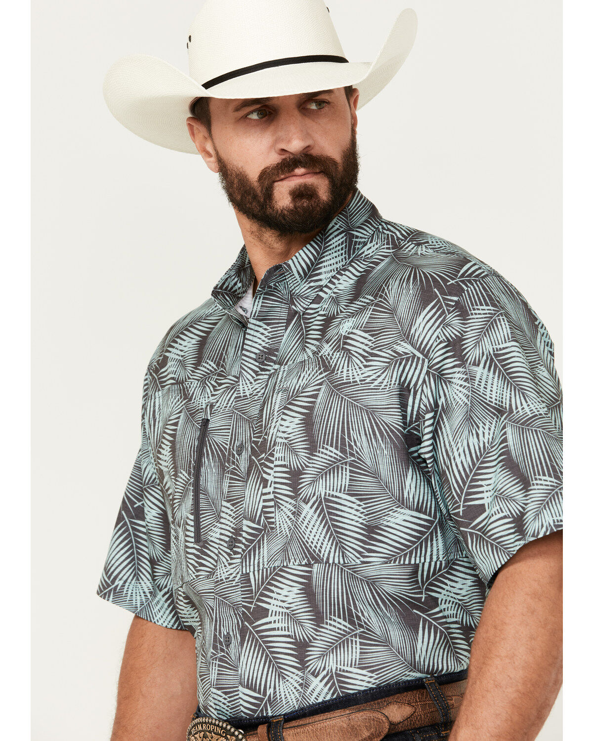 Ariat Men's VentTEK Classic Fit Palm Leaf Short Sleeve Performance Shirt