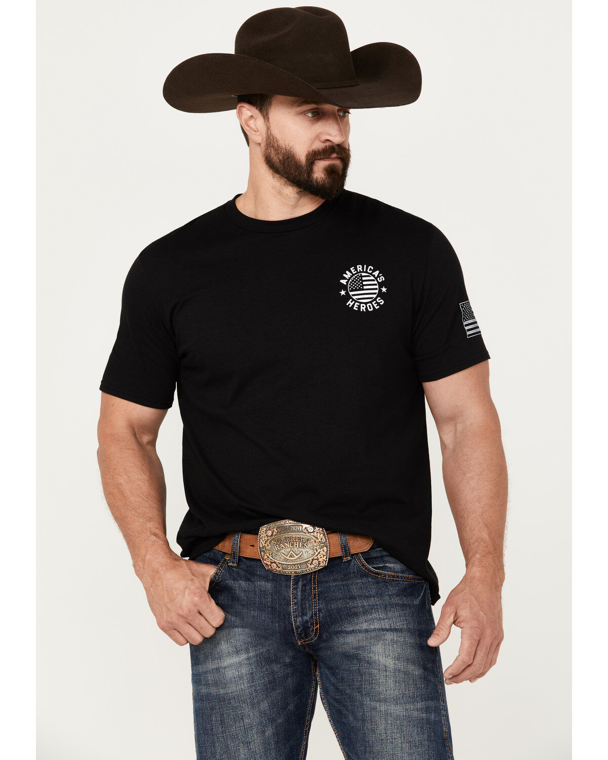 Buck Wear Men's America's Heroes Short Sleeve Graphic T-Shirt