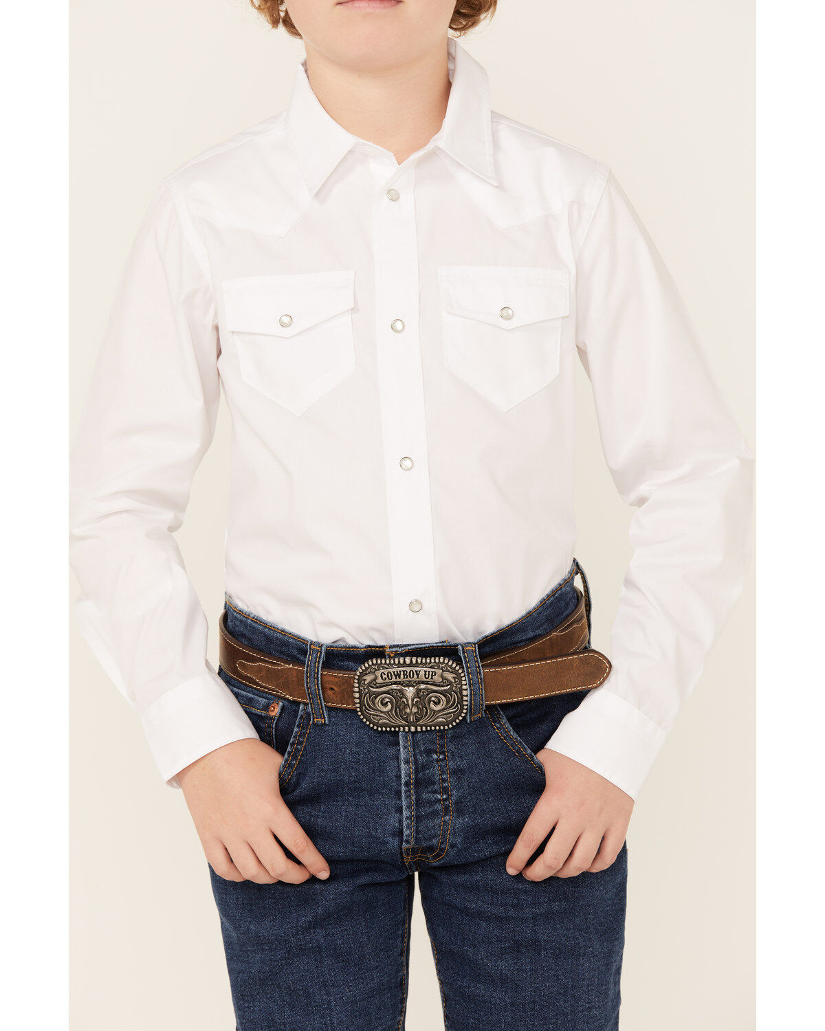 Gibson Trading Co Boys' Solid Long Sleeve Pearl Snap Western Shirt