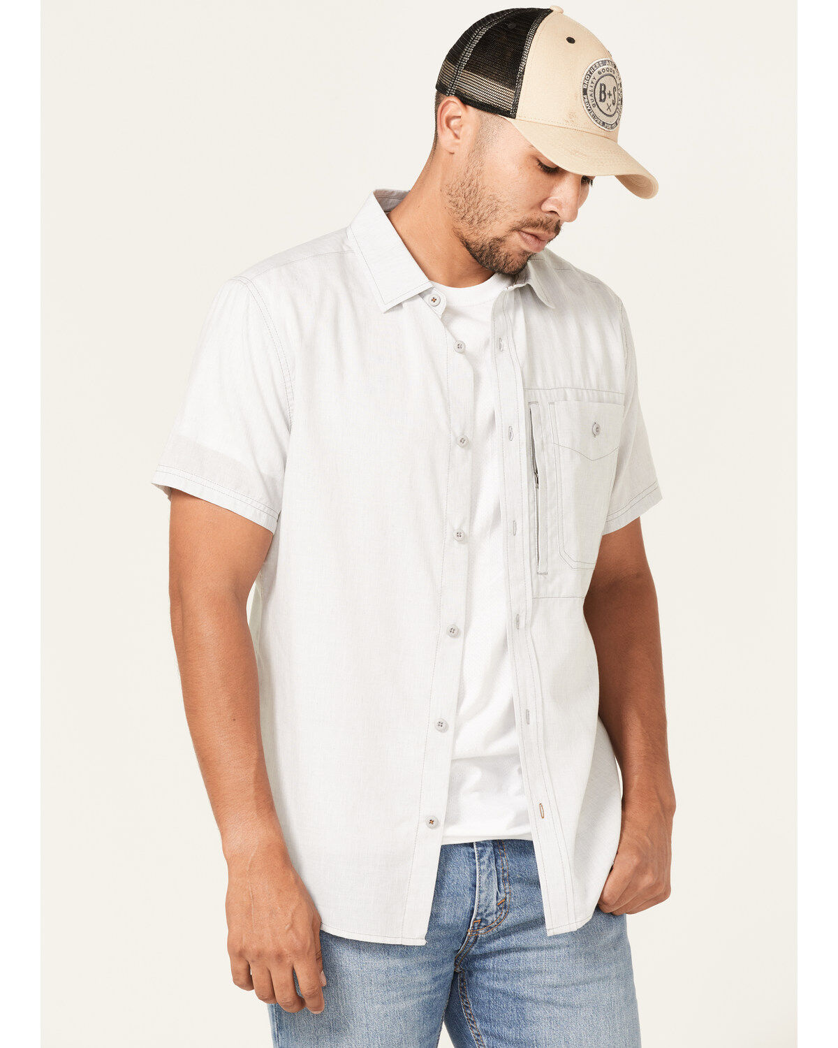Brothers and Sons Men's Solid Performance Short Sleeve Button Down Western Shirt