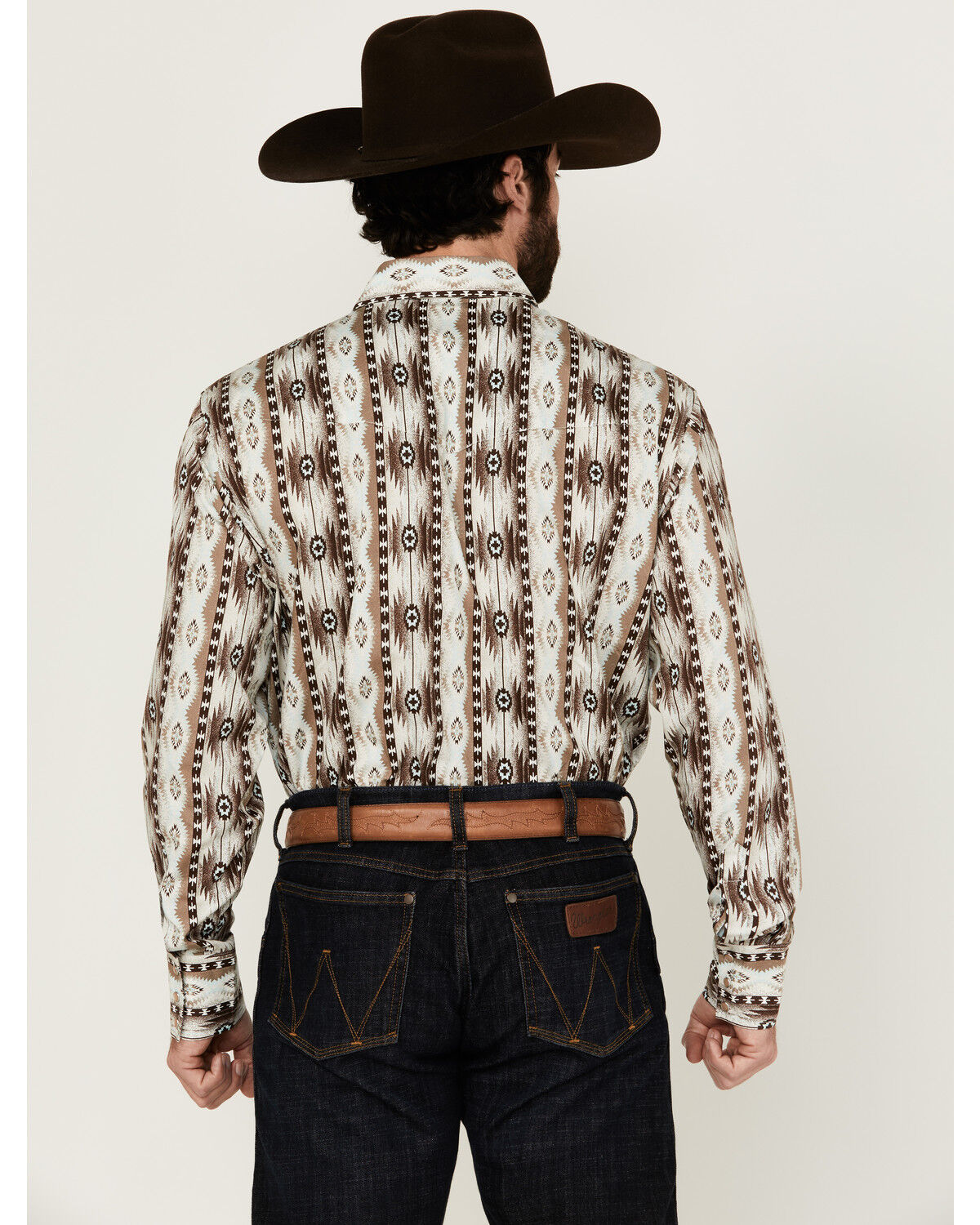 Wrangler Men's Checotah Southwestern Print Long Sleeve Snap Western Shirt