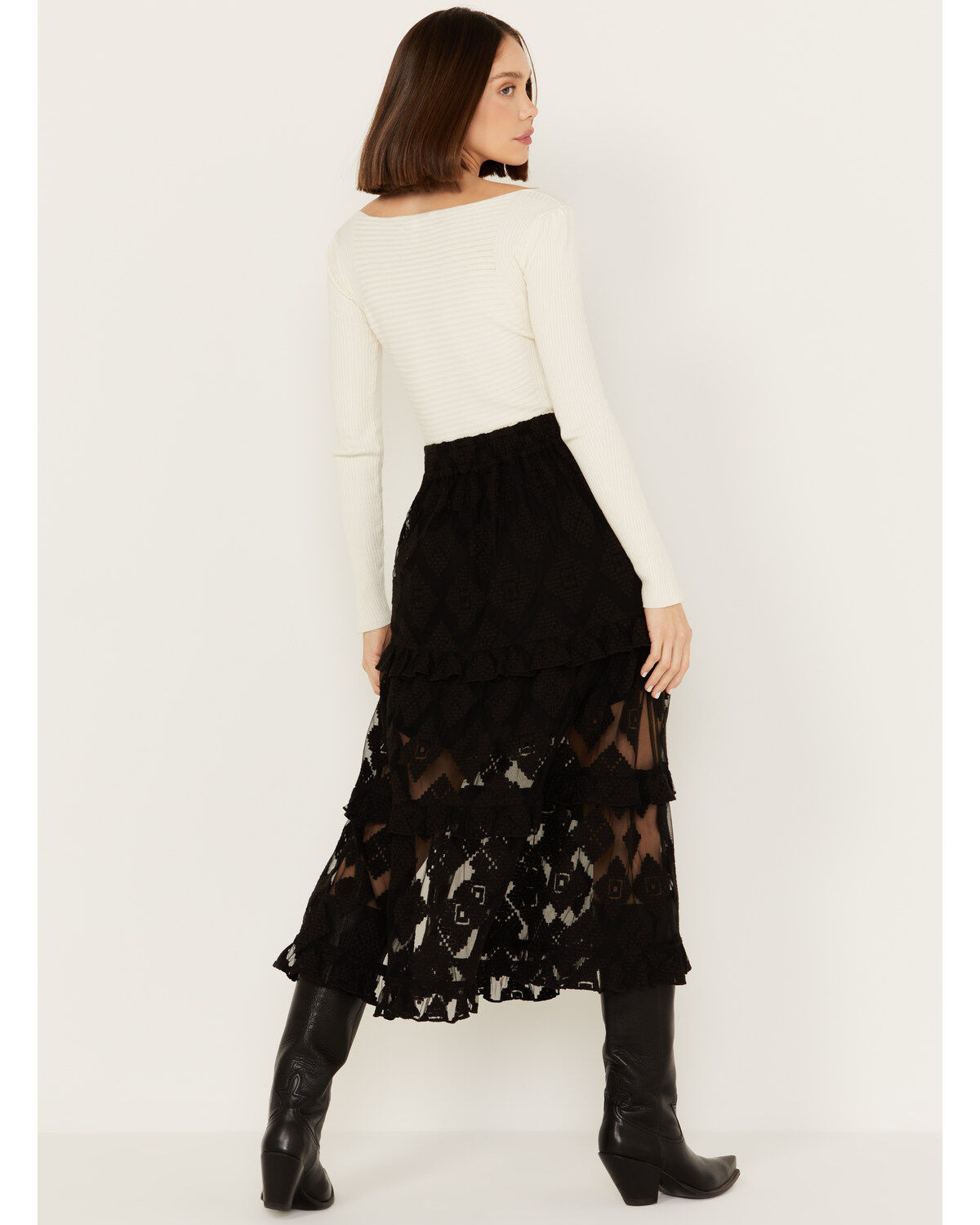 Shyanne Women's Diamond Embroidered Mesh Skirt