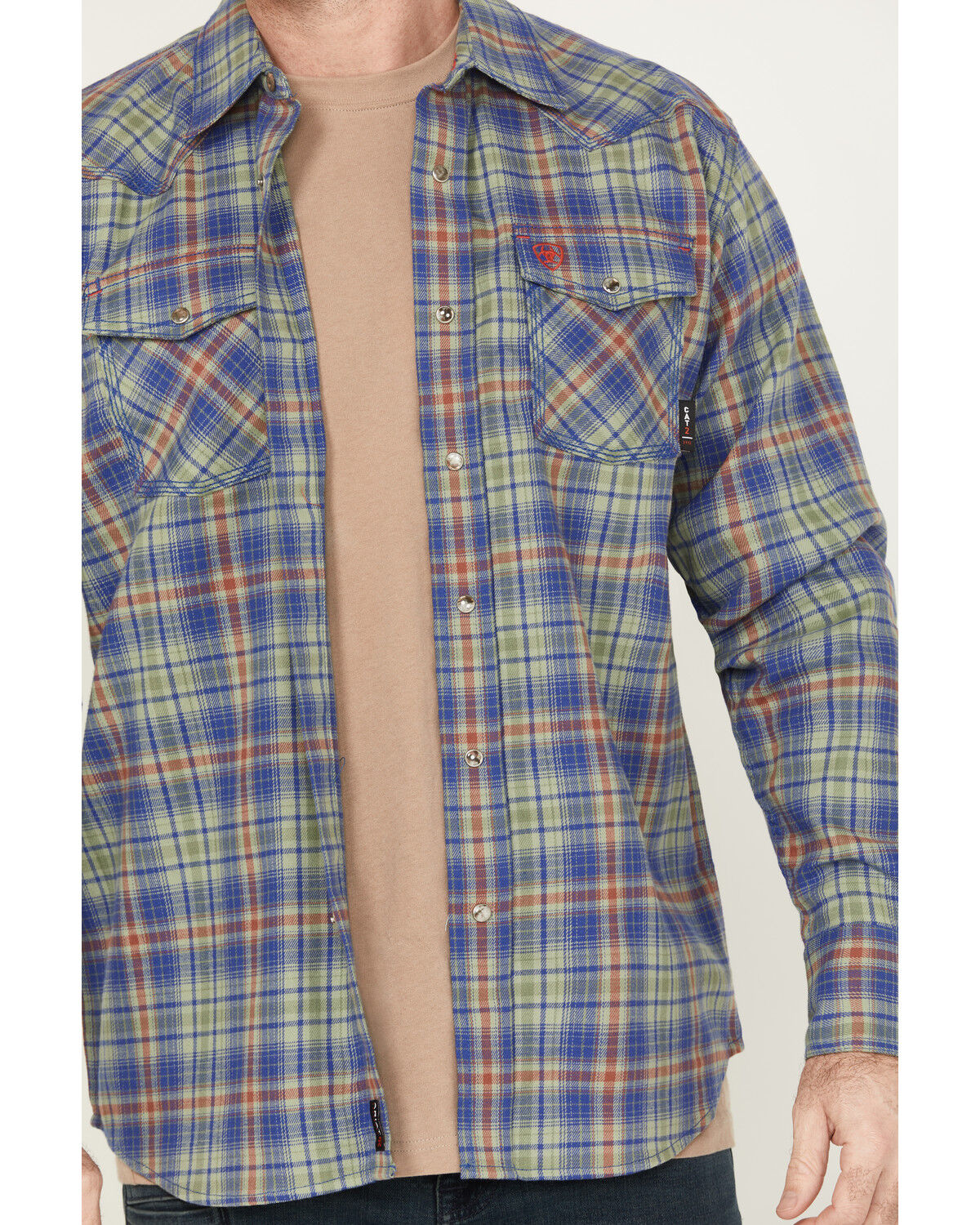 Ariat Men's FR Wilshire Plaid Print Long Sleeve Snap Work Shirt