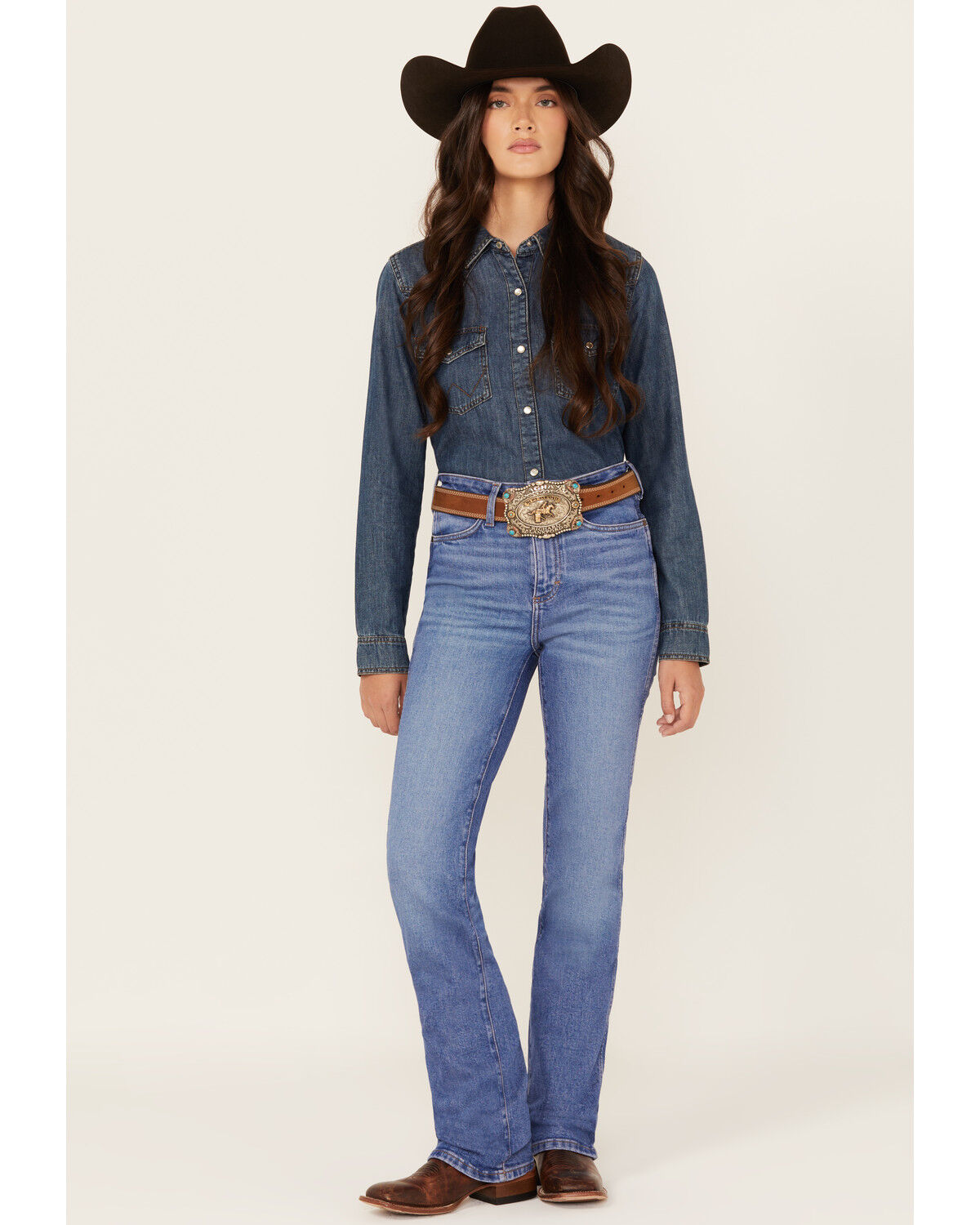 Wrangler Retro Women's Hollyn Medium Wash High Rise Bootcut Stretch Denim Jeans