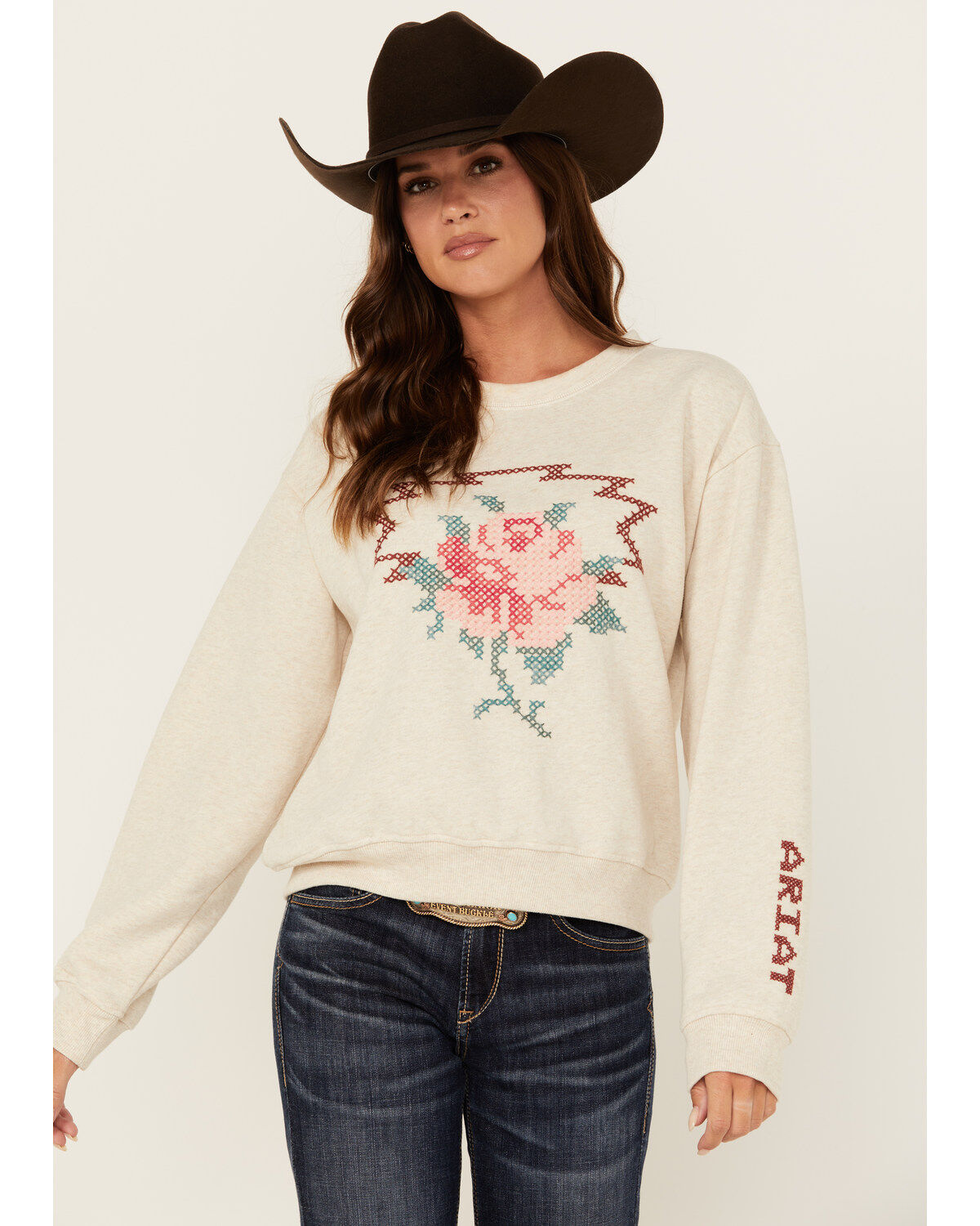 Ariat Women's Rose Embroidered Sweater