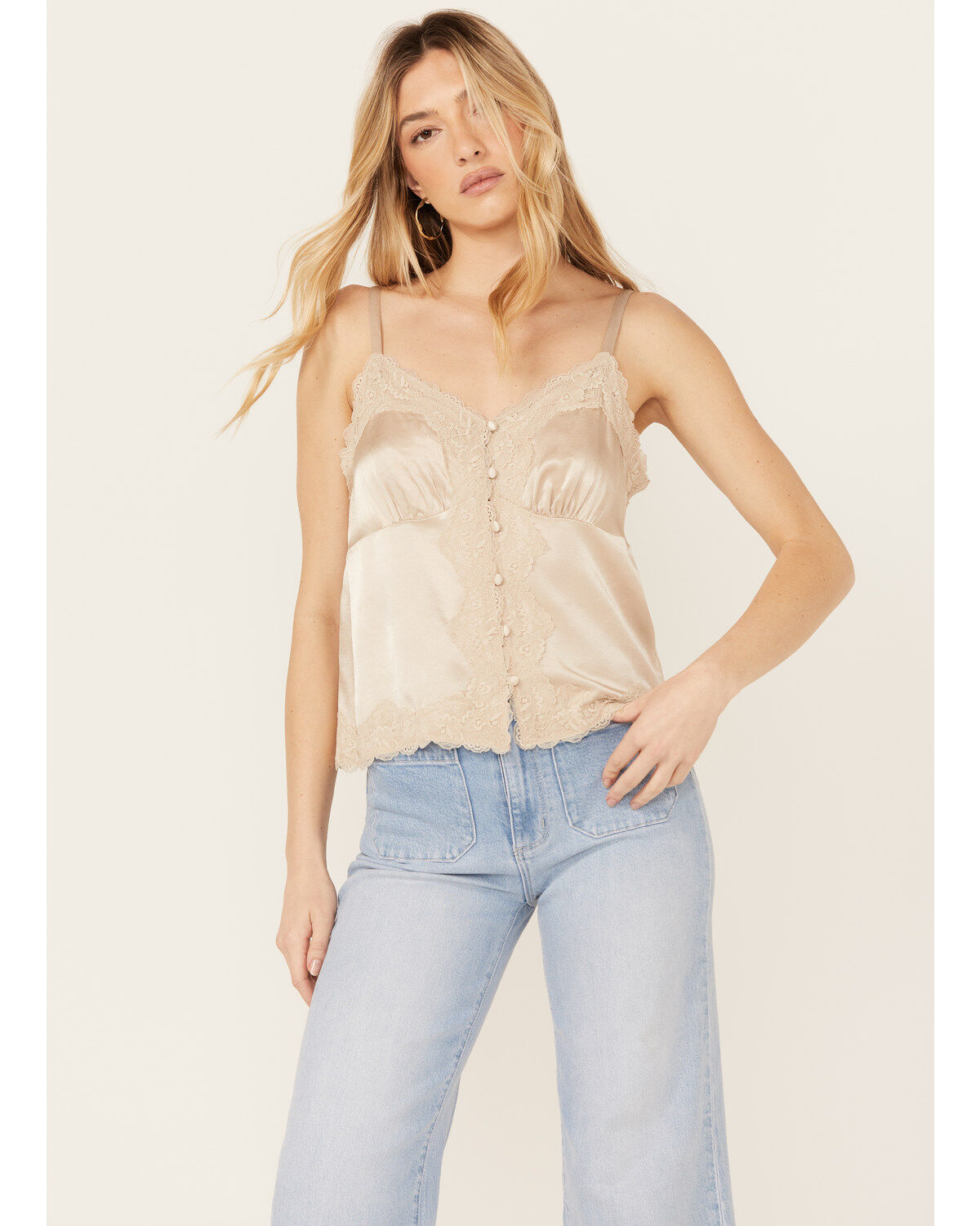 Shyanne Women's Lace Trim Satin Cami